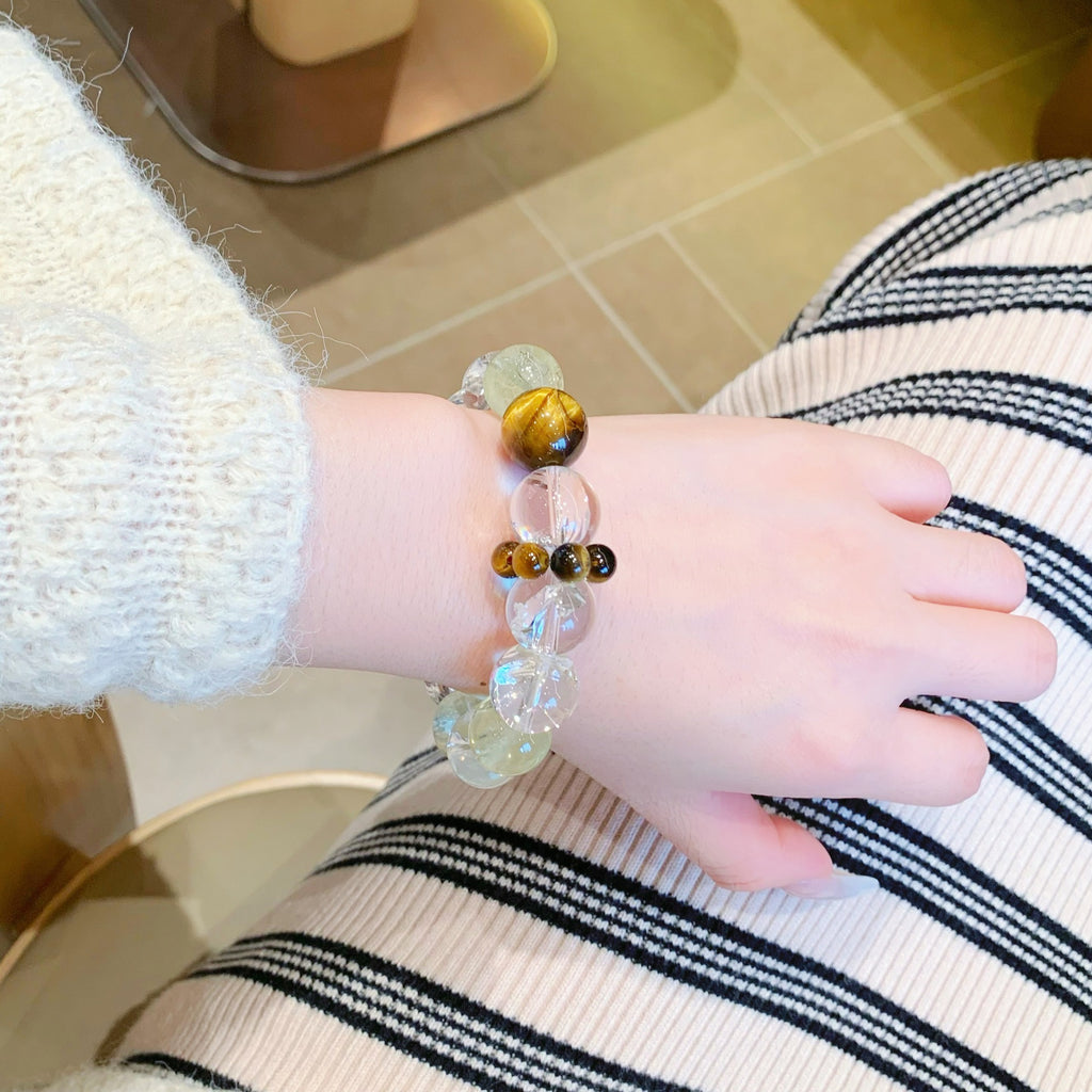Original New Yellow Tiger Eye Bracelet Elegant and Versatile Bracelet Original Design Natural White Crystal Bracelet