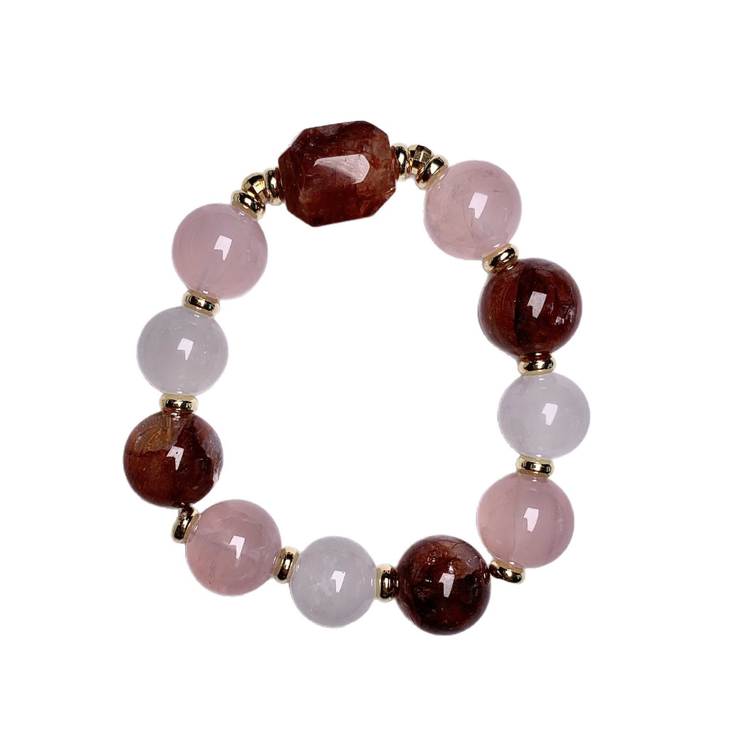 Red Gum Flower Crystal Bracelet diy Natural Crystal Popular Bracelet Accessories Fortune-Attracting Design High-End Crystal Beads