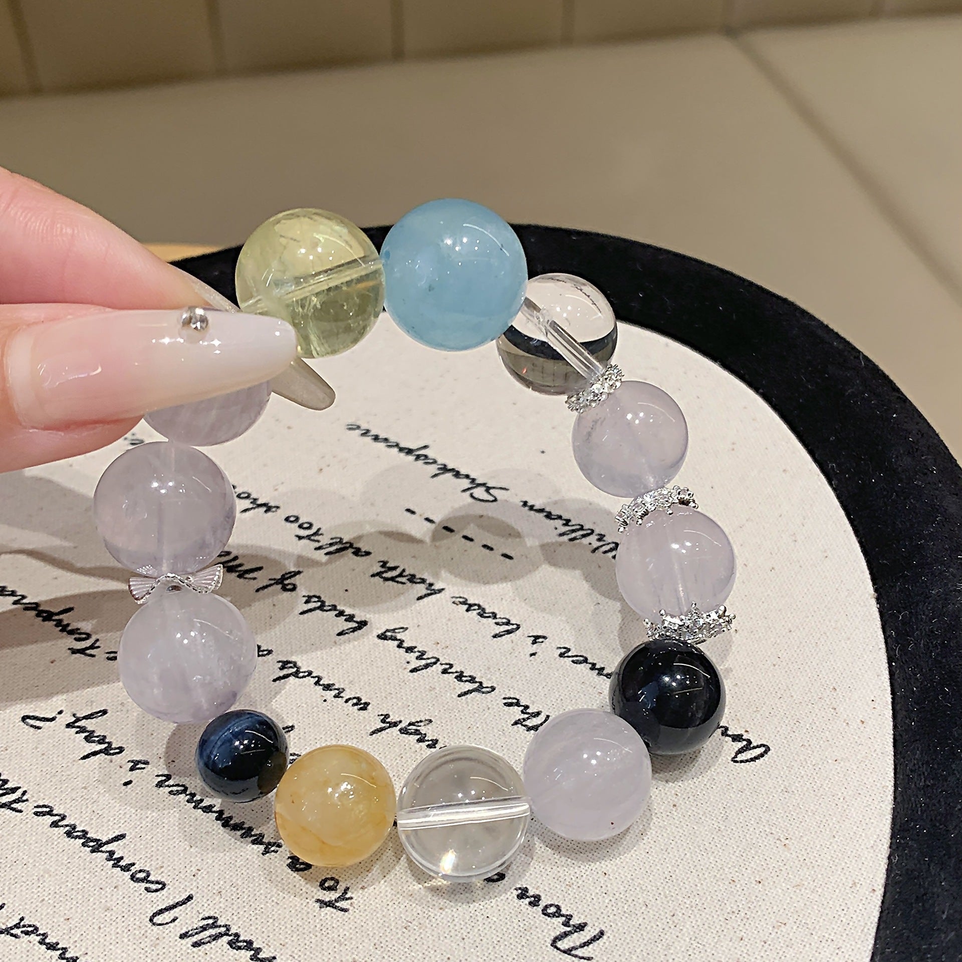 Natural Crystal Multi-Gemstone Bracelet Aquamarine with Lemon Quartz Bracelet Fashion Versatile Jewelry Crystal Bracelet