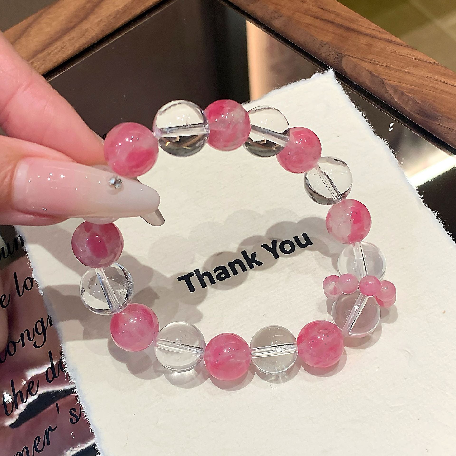 Minimalist Design Crystal Bracelet Light Luxury Versatile Fashion Best Friend Beaded Jewelry Sakura Rain Crystal Bracelet