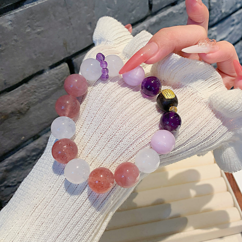 Natural Strawberry Crystal Bracelet Fashion Design Bracelet TikTok Live Supply Hot-Selling Bracelet Wholesale