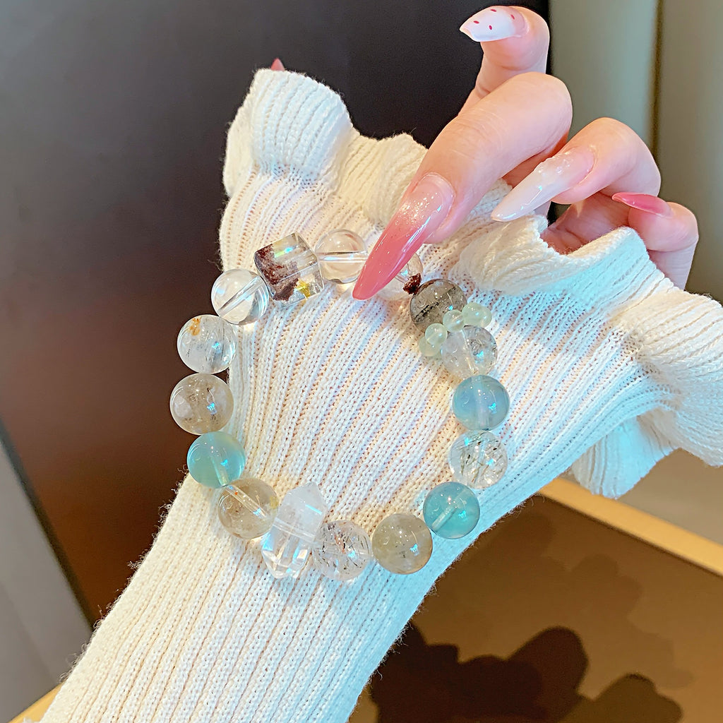 Natural Four Seasons Ghost Crystal Bracelet Minimalist Niche Design New Single Circle Hand Jewelry Multi-Gemstone Crystal Bracelet