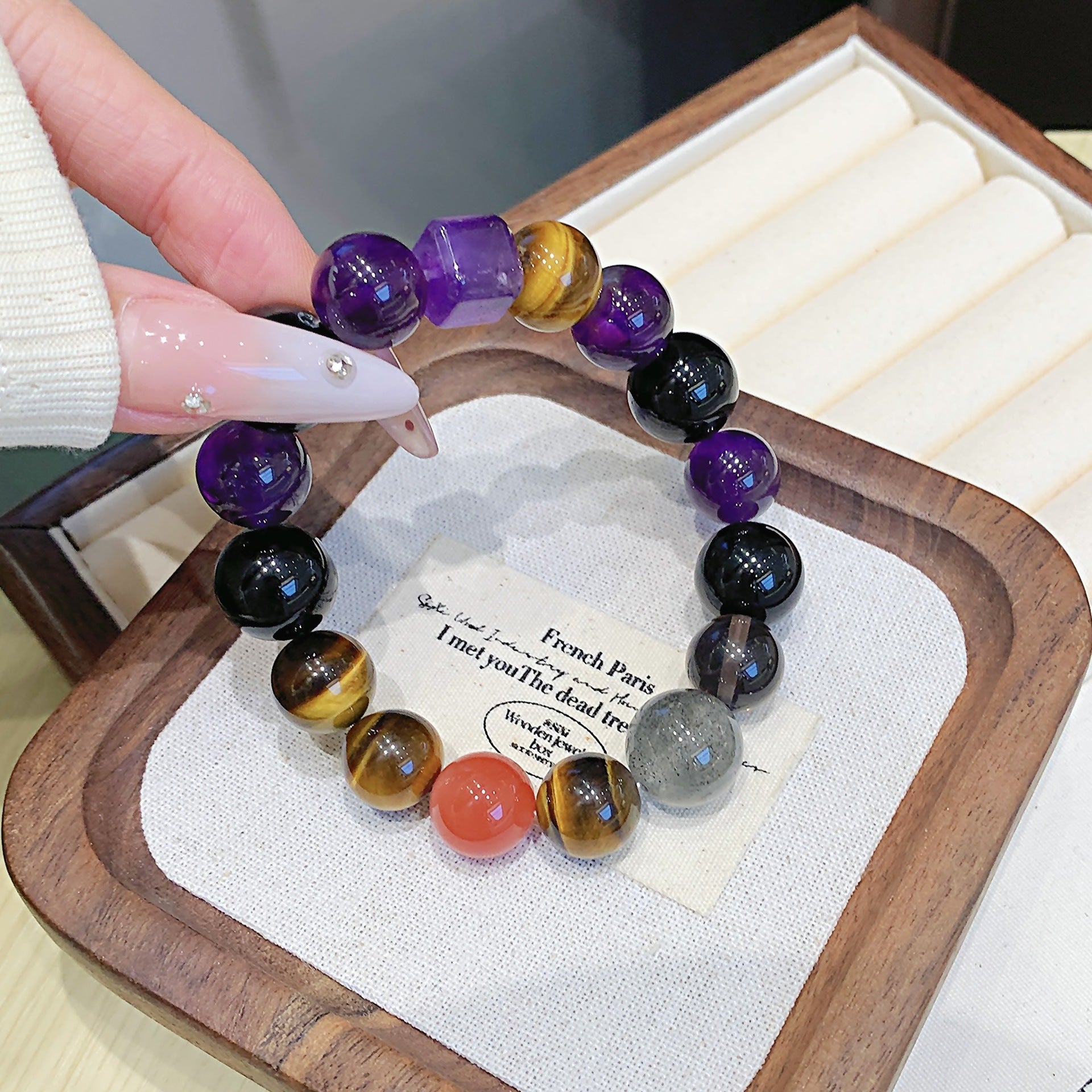 New Chinese Style Yellow Tiger Eye Beaded Bracelet Women's Light Luxury High-End Multi-Gemstone Crystal Bracelet Hot-selling Bracelet Wholesale