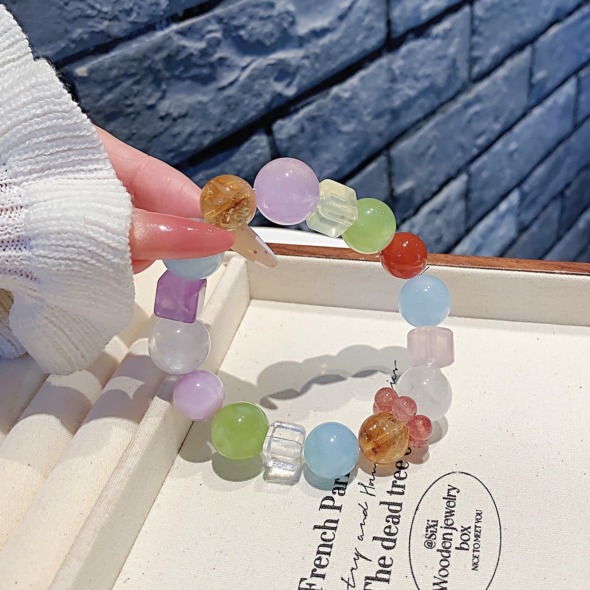 Original Natural Dopamine Crystal Multi-Gemstone Bracelet Light Luxury All-Matching2025New Hand Jewelry Night Market Bracelet Wholesale