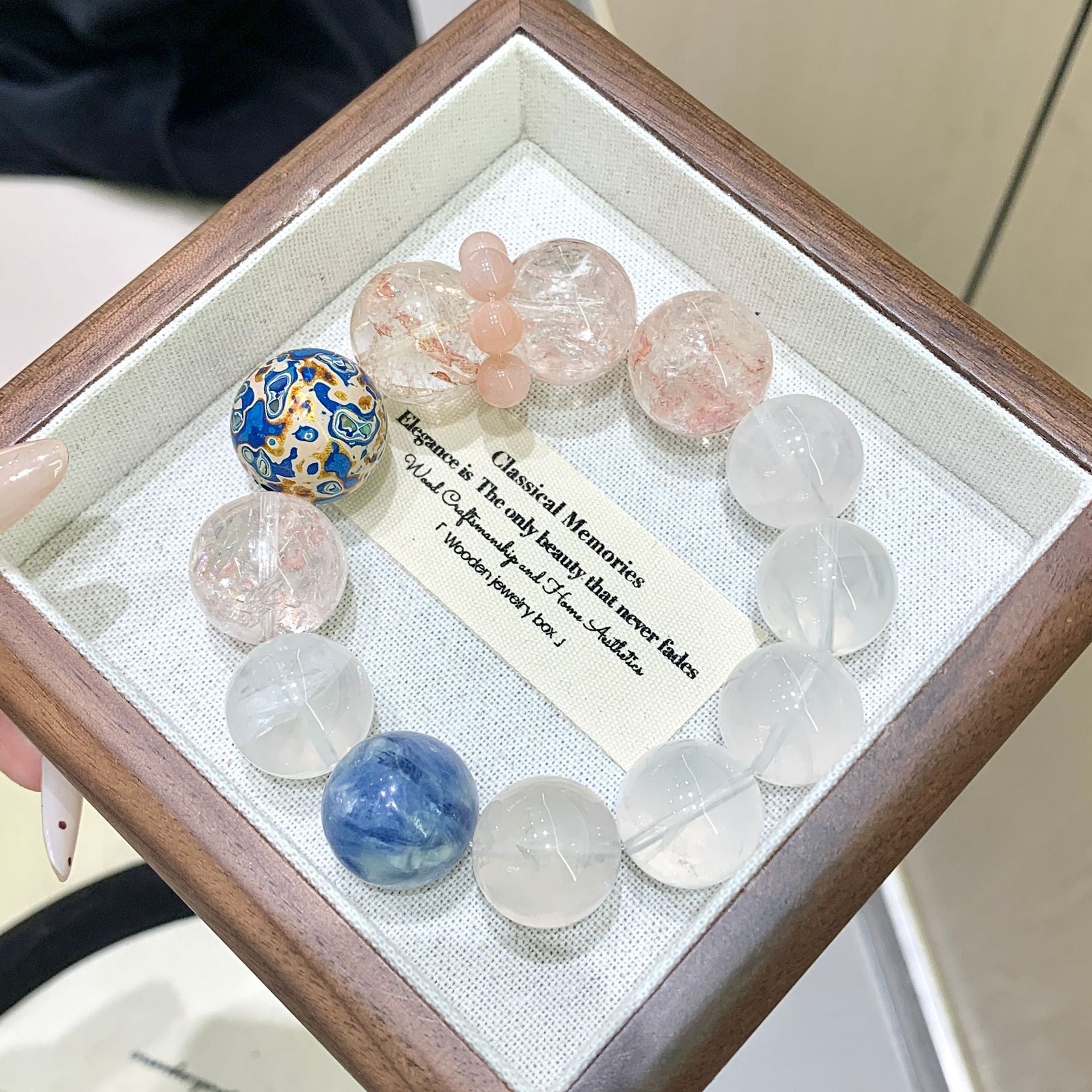 Natural Crystal Pink Crystal Ace Bracelet Original Design Double Ice Transparent Floral Fashion White Ghost Crystal Bracelet