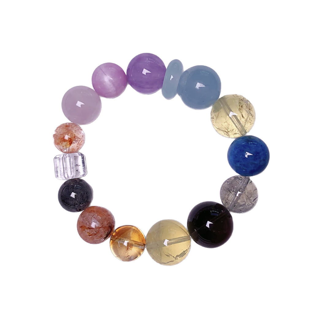 Original natural aquamarine crystal bracelet Rainbow Color Multi-Gem Bracelet Light Luxury Versatile Crystal Multi-Gem Bracelet