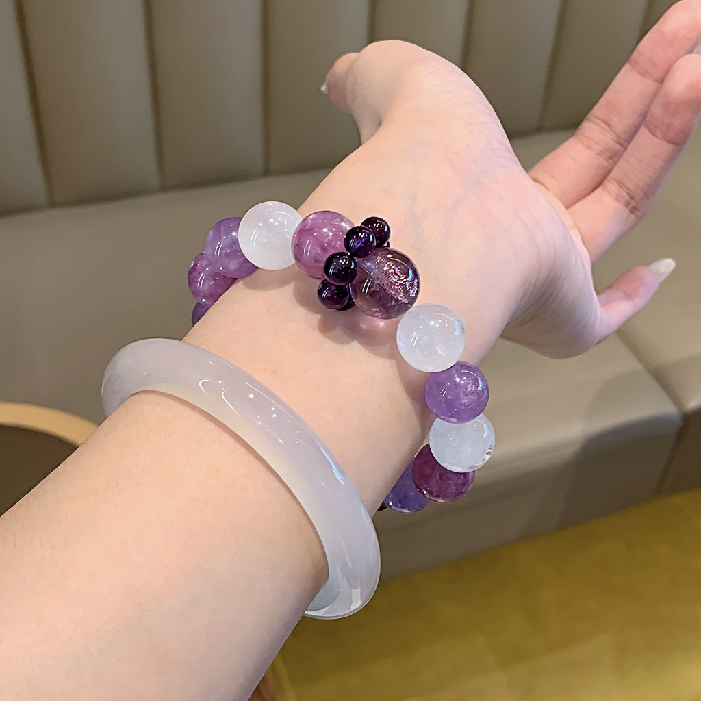 Natural Amethyst Bracelet Beaded Jewelry Natural Amethyst Crystal Bracelet Light Luxury High-end Feel Women's Bracelet Beads