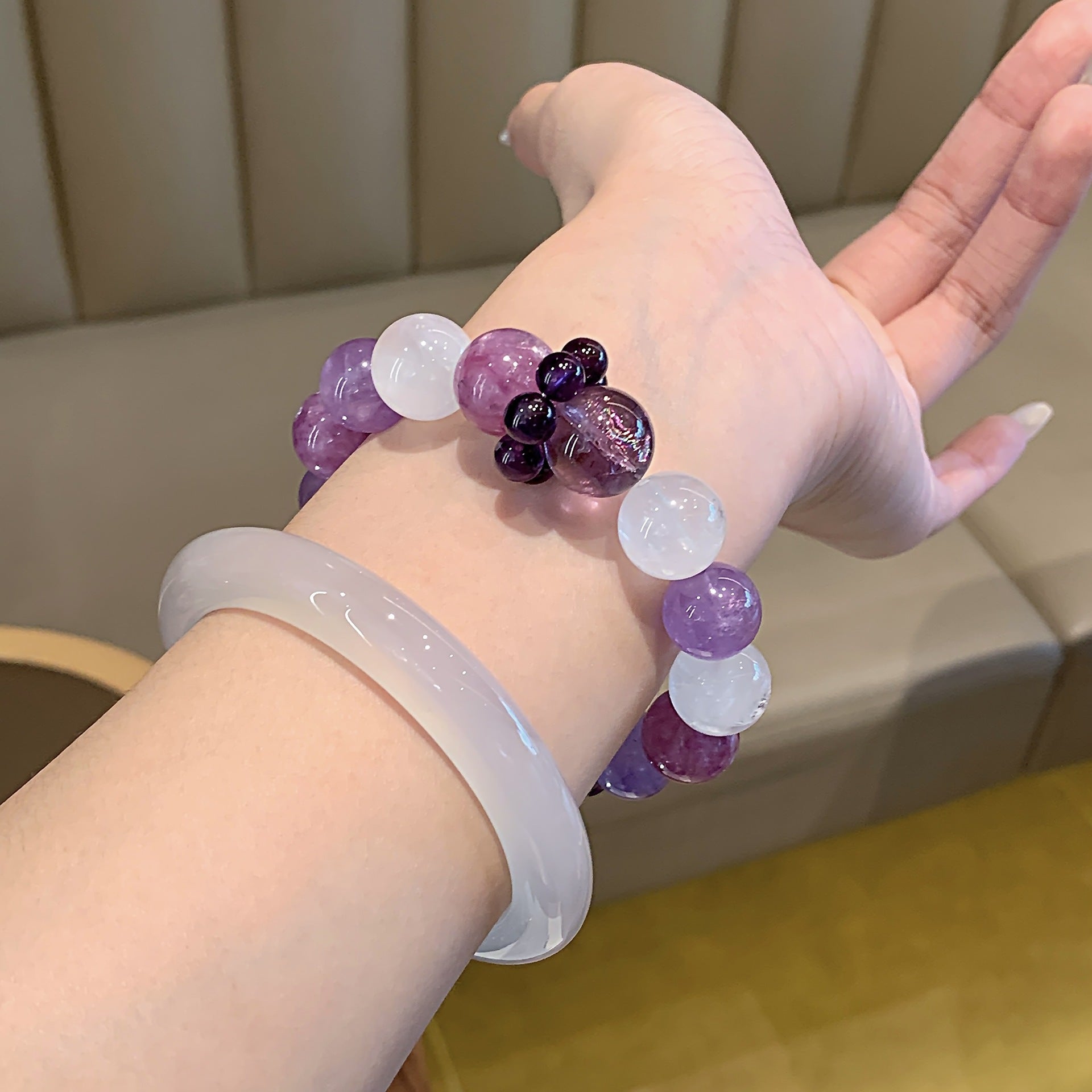 Natural Amethyst Bracelet Beaded Jewelry Natural Amethyst Crystal Bracelet Light Luxury High-end Feel Women's Bracelet Beads