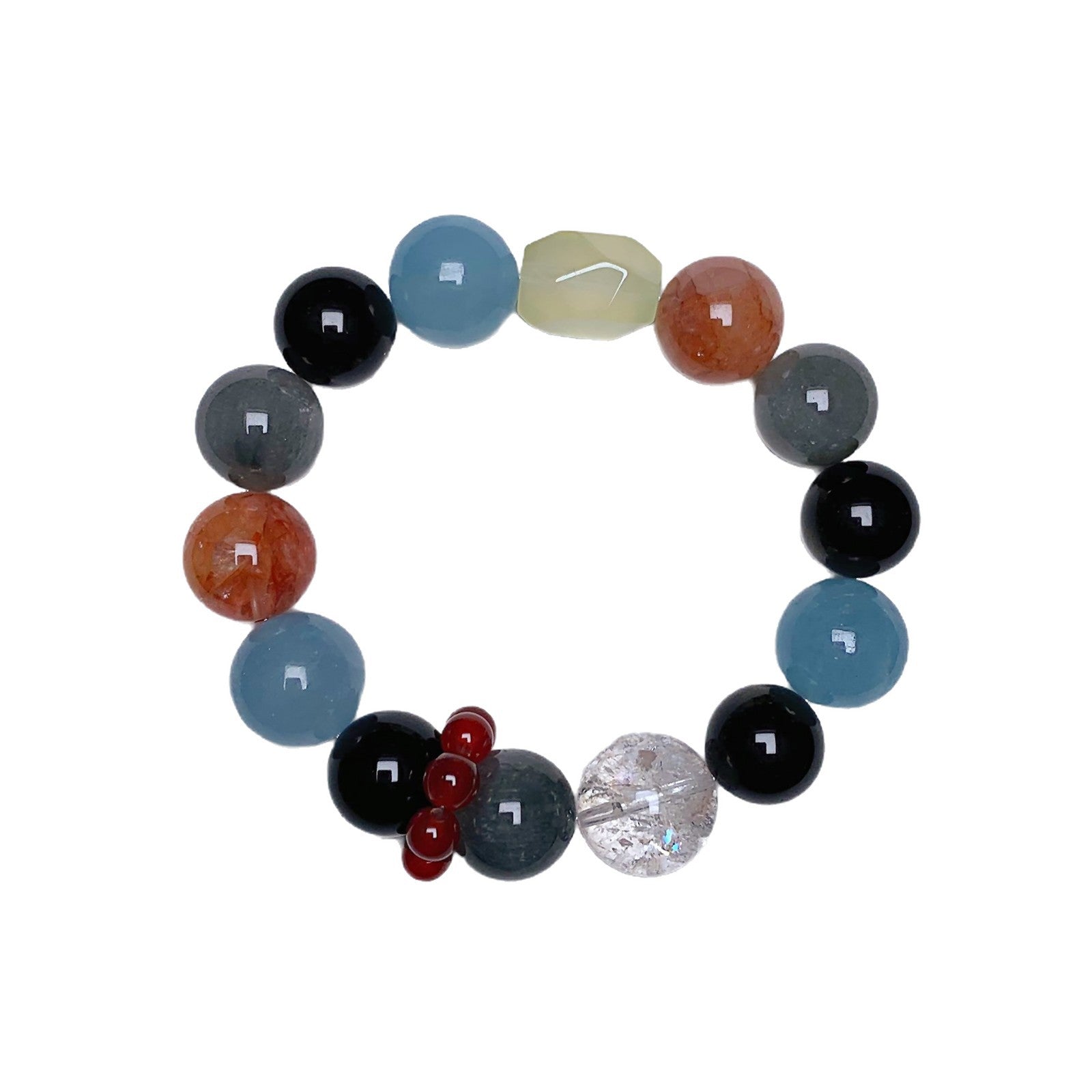 【Loulan】Natural Aquamarine Yellow Gum Flower Multi-Gem Bracelet Fashionable and Versatile Women's Jewelry Crystal Beads