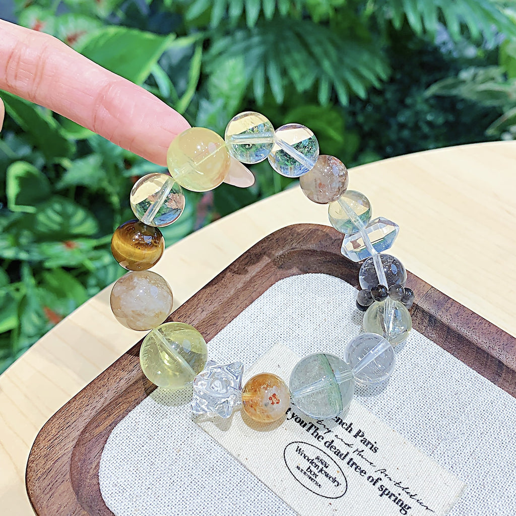 Yellow Tiger Eye Natural Crystal Bracelet Lucky Charm Bracelet diy Original Design Light Luxury Hand Jewelry String2025
