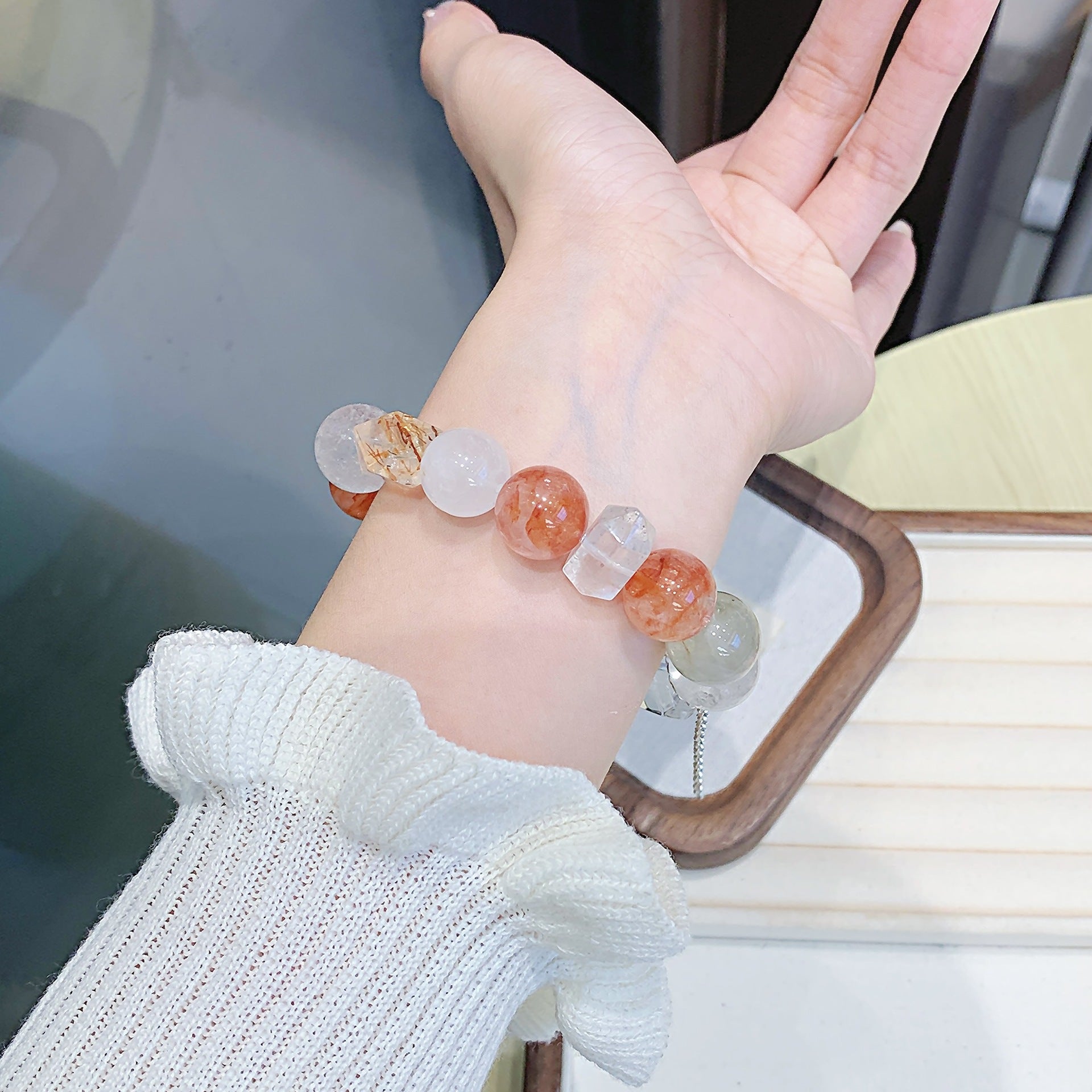 Natural Crystal Popular Bracelet Jewelry Red Glue Flower Crystal Bracelet diy Crystal Jewelry Wholesale Jewelry Factory