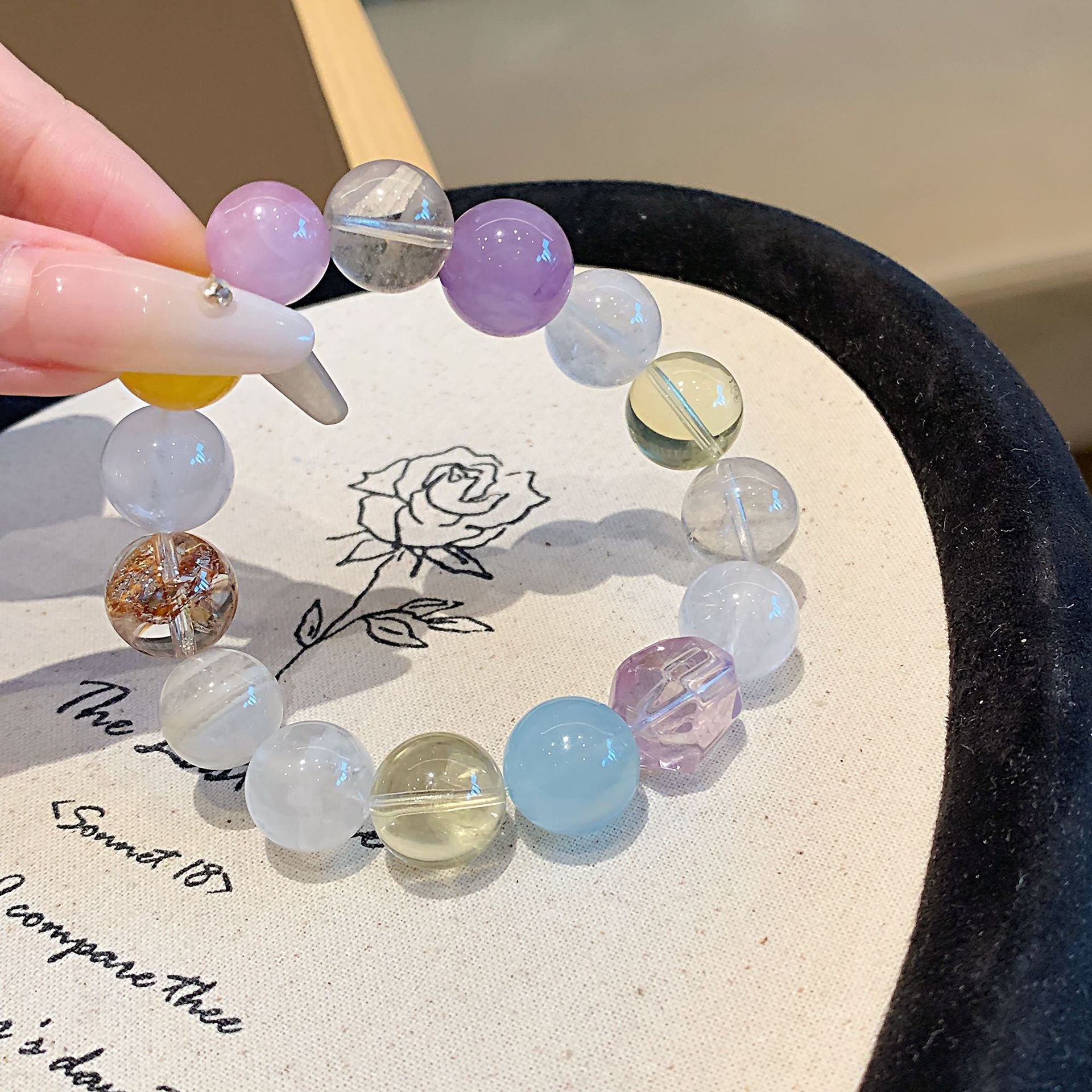 Natural Crystal Multi-Gemstone Bracelet Original Design Aquamarine Amethyst Citrine Fashion Crystal Bracelet Wholesale