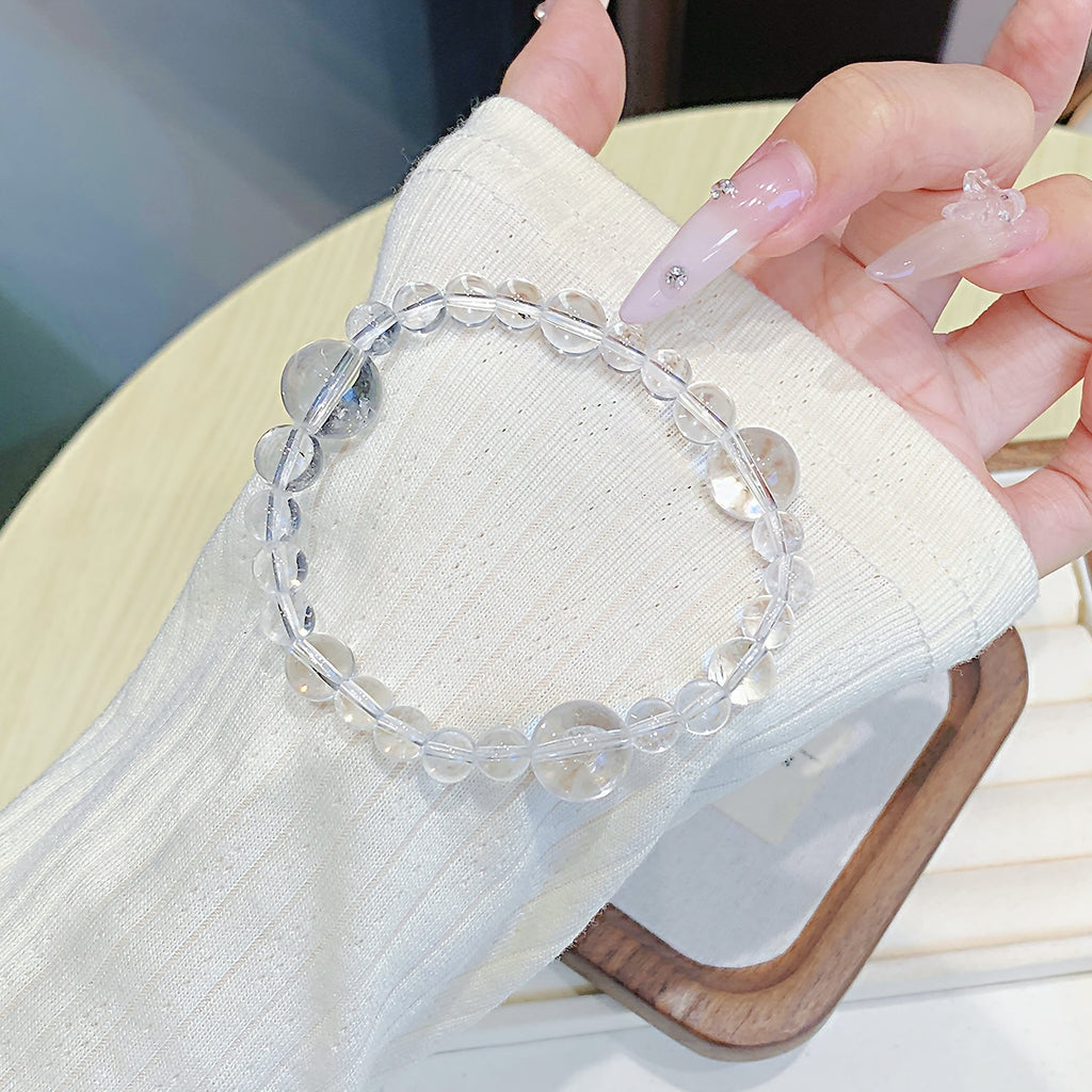 Internet Celebrity Style Summer Natural Crystal Bracelet White Crystal diy Beaded Women's Light Luxury Style High-end Women's Bracelet