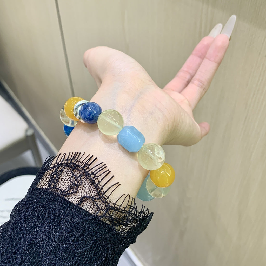 Natural Crystal Bracelet Jewelry Hot-Selling Winter Multi-Gem Bracelet Ornament diy Natural Aquamarine Crystal Bracelet