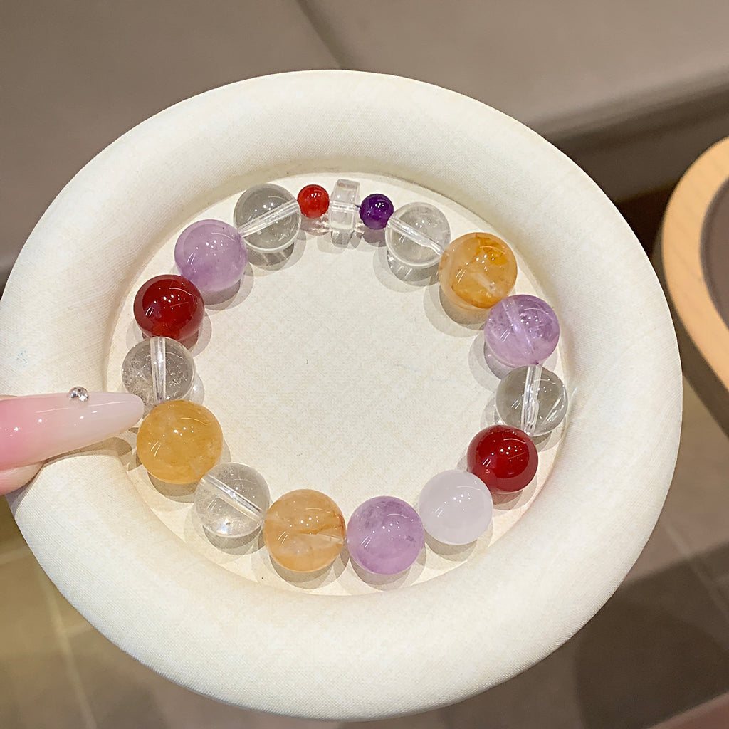 Autumn New Natural Crystal Bracelet Dopamine Color Crystal Bracelet Small Clear Hand Chain Amethyst Bracelet