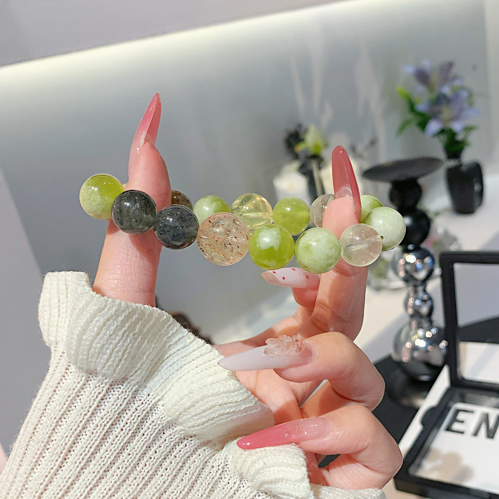 Natural Xiuyan Jade Crystal Beaded Bracelet Hot-selling Natural Crystal Bracelet for Night Market Stalls Crystal Jewelry from Ketang