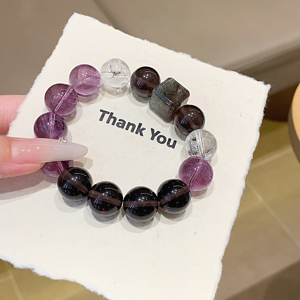 Nine Purple Fire Bracelet Amethyst Purple Phantom Design Natural Gemstone DIY Bracelet Amethyst Multi-Gemstone Bracelet