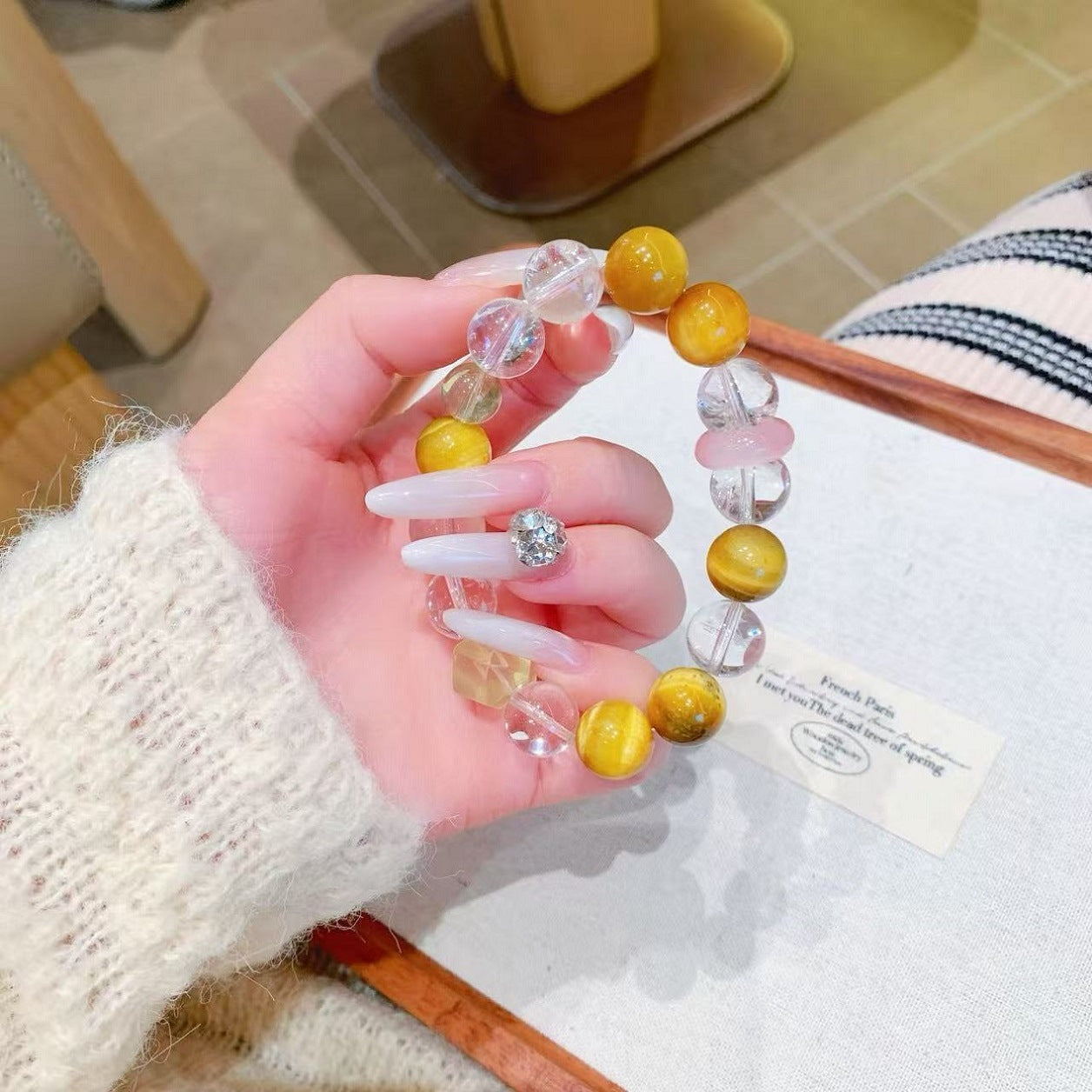 Fortune Tiger Eye Versatile Single Circle Hot-Selling Niche High-End Light Luxury Niche High-End Beaded Women's Bracelet