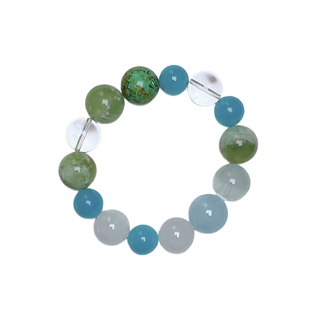 Original Design Natural Crystal Large Grain Multi-Gemstone14mm Large Bead Bracelet Jewelry Chain Factory Direct Wholesale