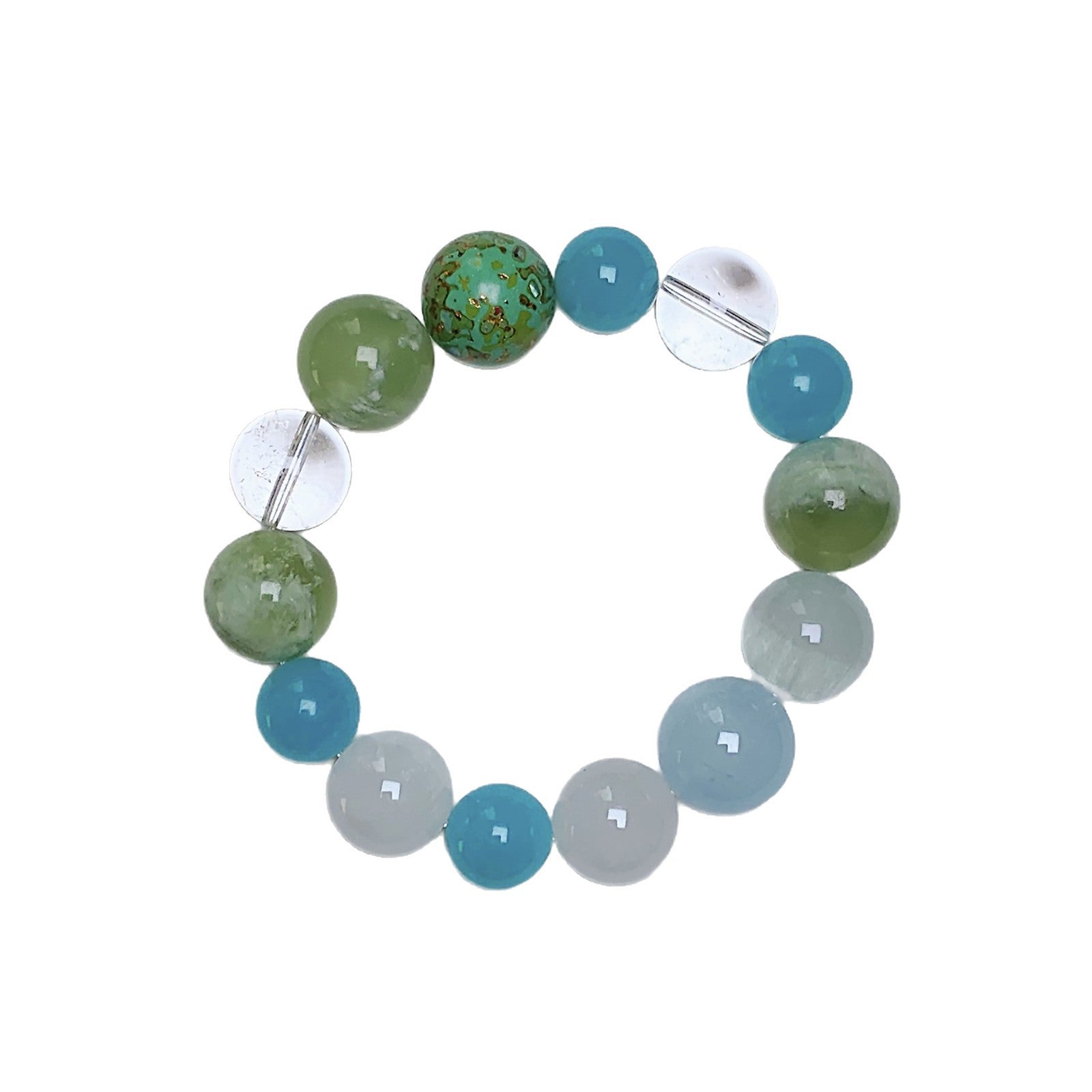 Original Design Natural Crystal Large Grain Multi-Gemstone14mm Large Bead Bracelet Jewelry Chain Factory Direct Wholesale