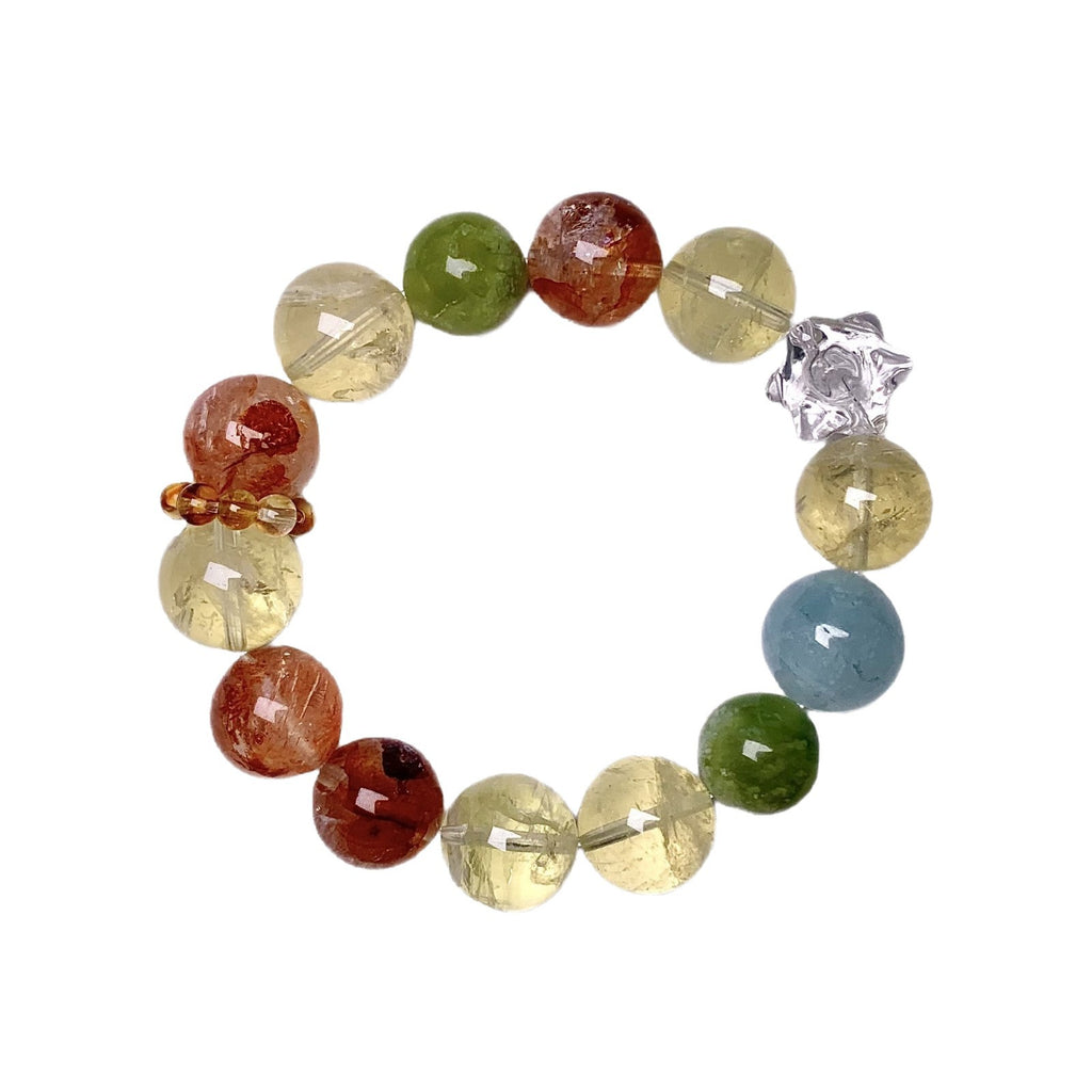 Original Natural Exquisite Multi-Gemstone Crystal Bracelet Dopamine Lemon Crystal Bracelet Niche Light Luxury Design Crystal Beads