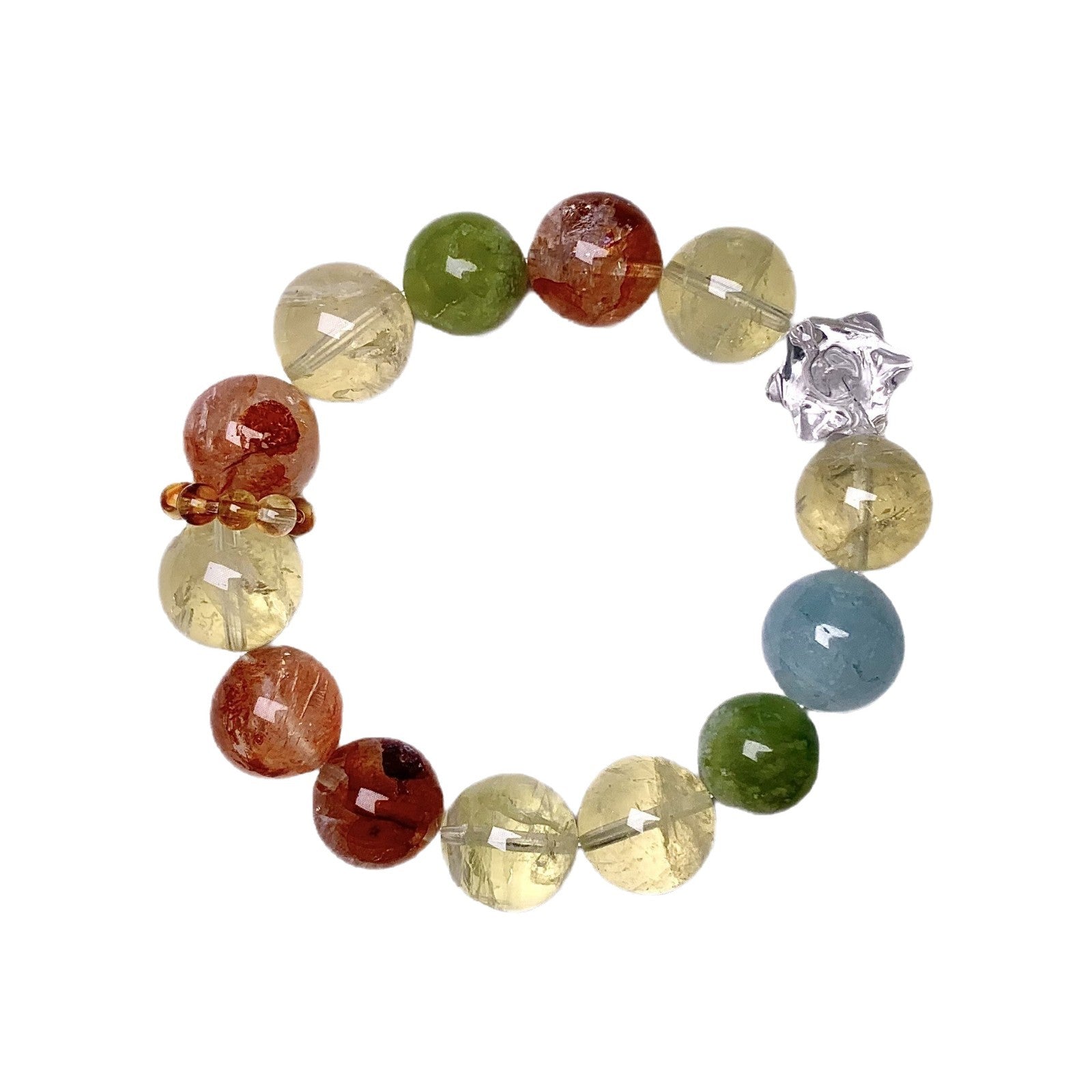 Original Natural Exquisite Multi-Gemstone Crystal Bracelet Dopamine Lemon Crystal Bracelet Niche Light Luxury Design Crystal Beads