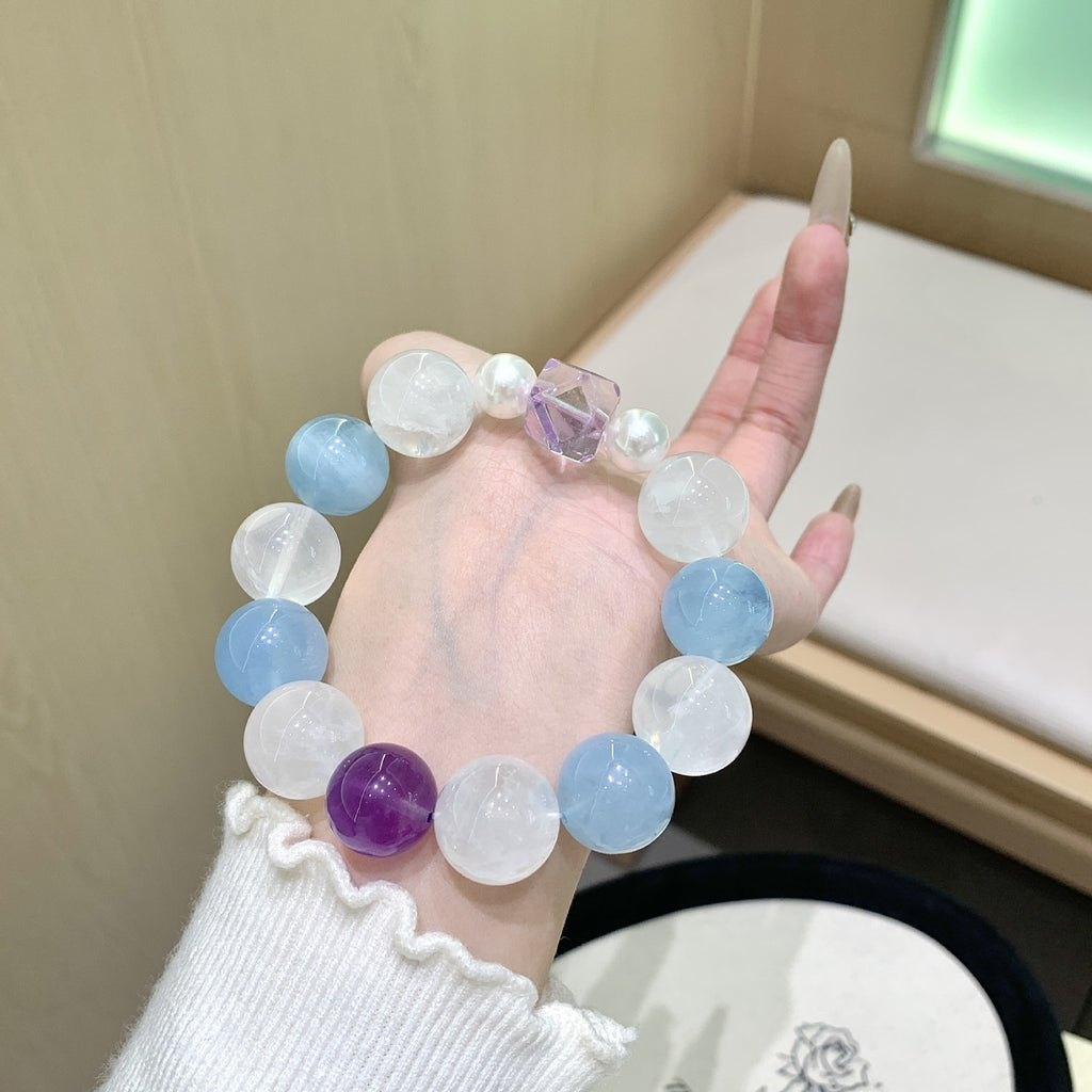 Natural Crystal Aquamarine Bracelet Whitening Elegant Fashion Style Fairy Appearance Multi-Gem Crystal Necklace Wholesale Bracelets