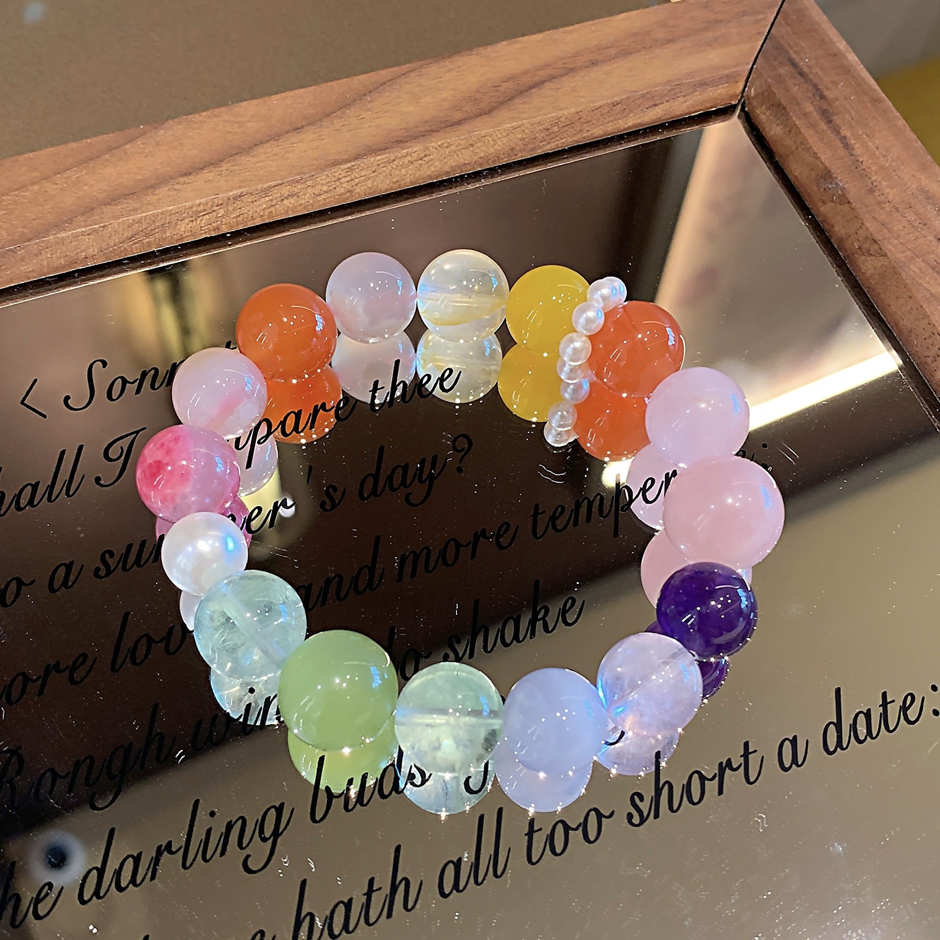 Natural Crystal Bracelet Colorful Candy Natural Multi-Gemstone Bracelet for Women Original Design Bracelet Pink Crystal Bracelet