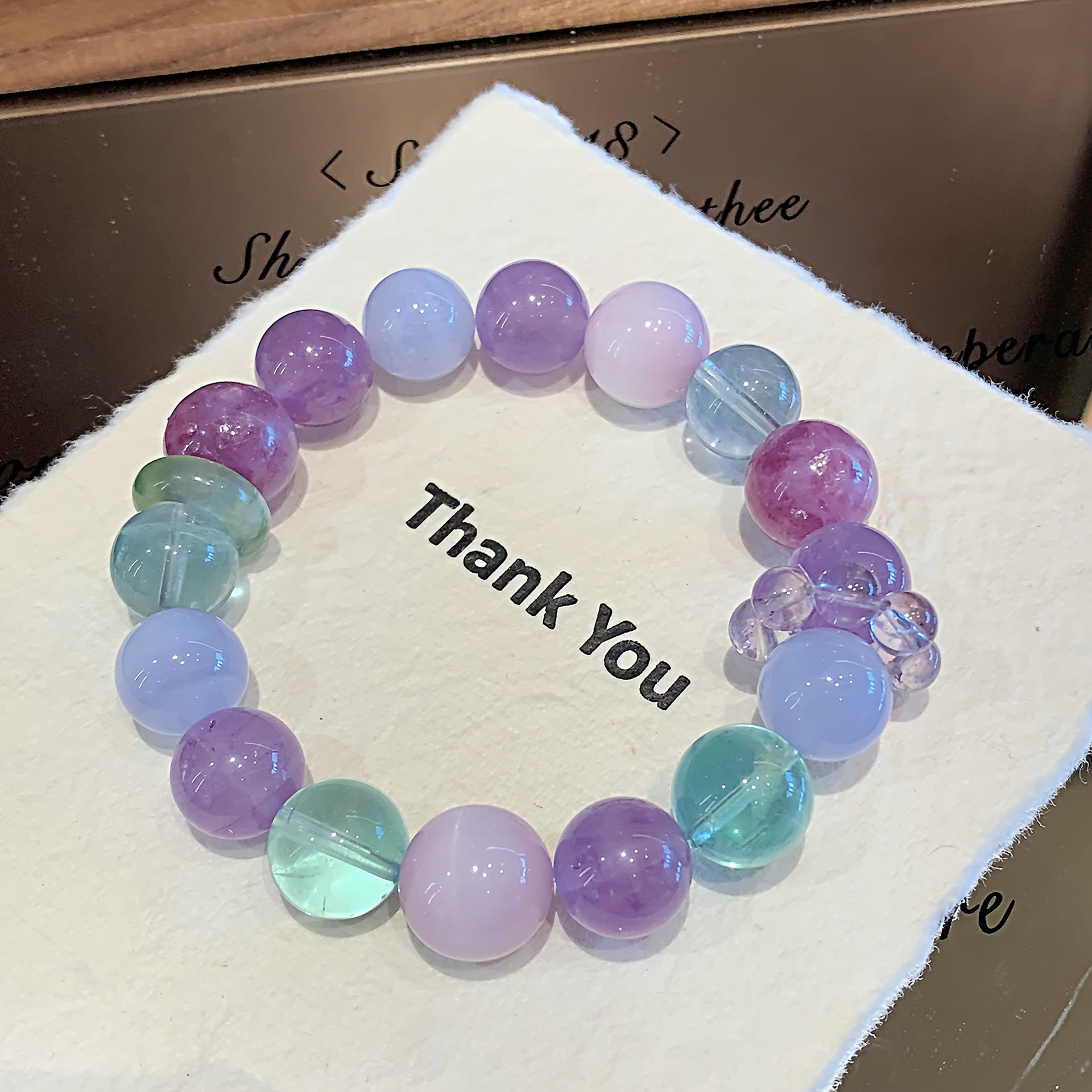 Macaron Crystal Round Bead Multi-Gem Bracelet Women's Hand Jewelry Accessories Fresh Bracelet Design Amethyst Bracelet