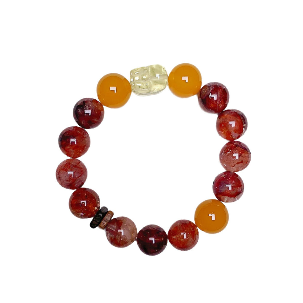 Natural Red Gum Flower Melaleuca Phantom Crystal Bracelet for Women Fashionable National Style New Chinese Style Niche Versatile High-end Bracelet