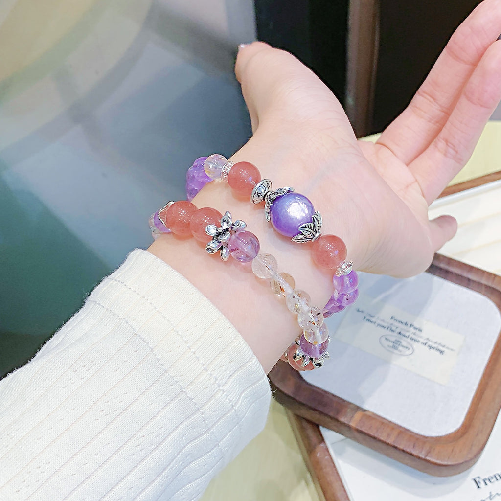 Manufacturer wholesale natural strawberry crystal jewelry DIY Jewelry Accessories Single Circle Bracelet Original Design