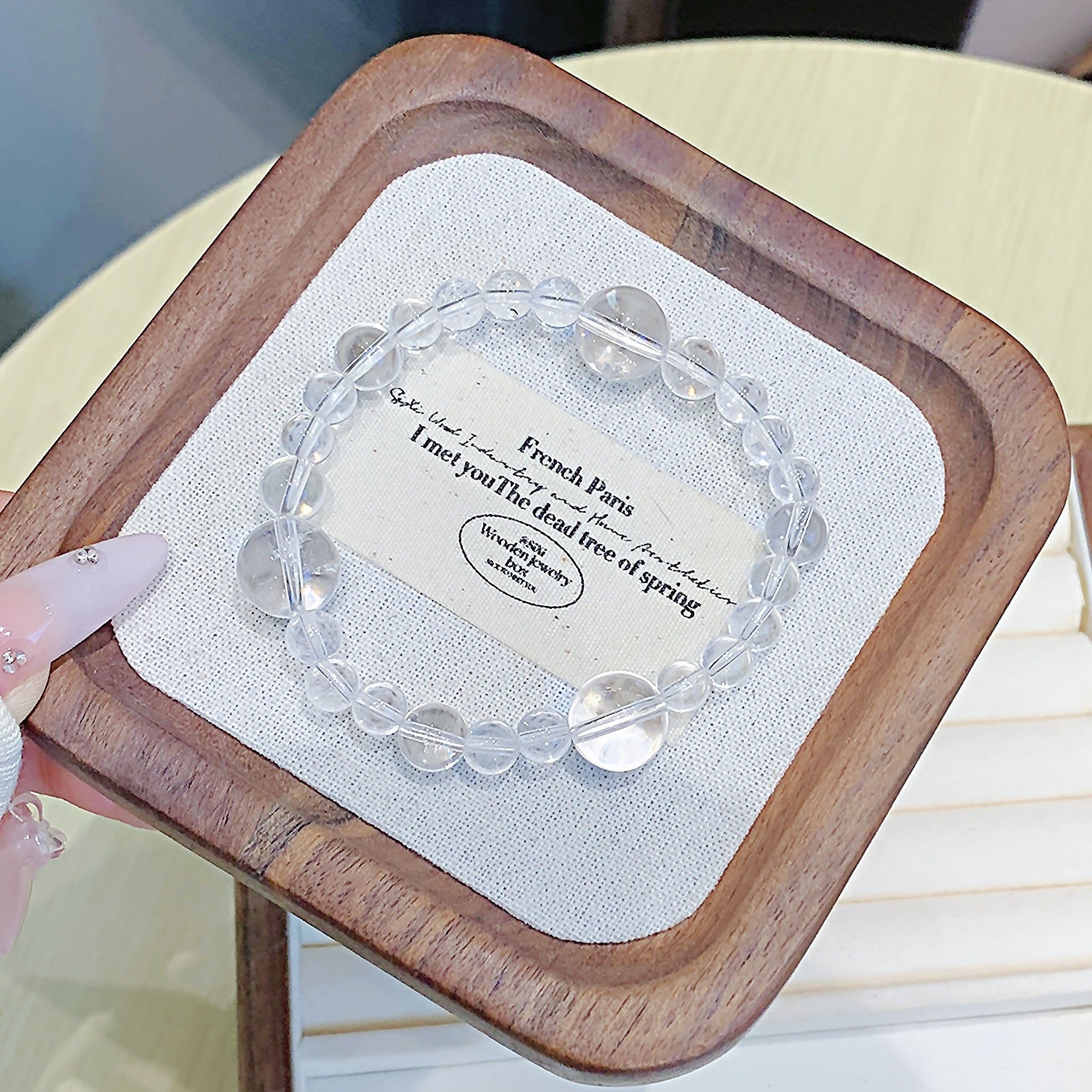 Internet Celebrity Style Summer Natural Crystal Bracelet White Crystal diy Beaded Women's Light Luxury Style High-end Women's Bracelet