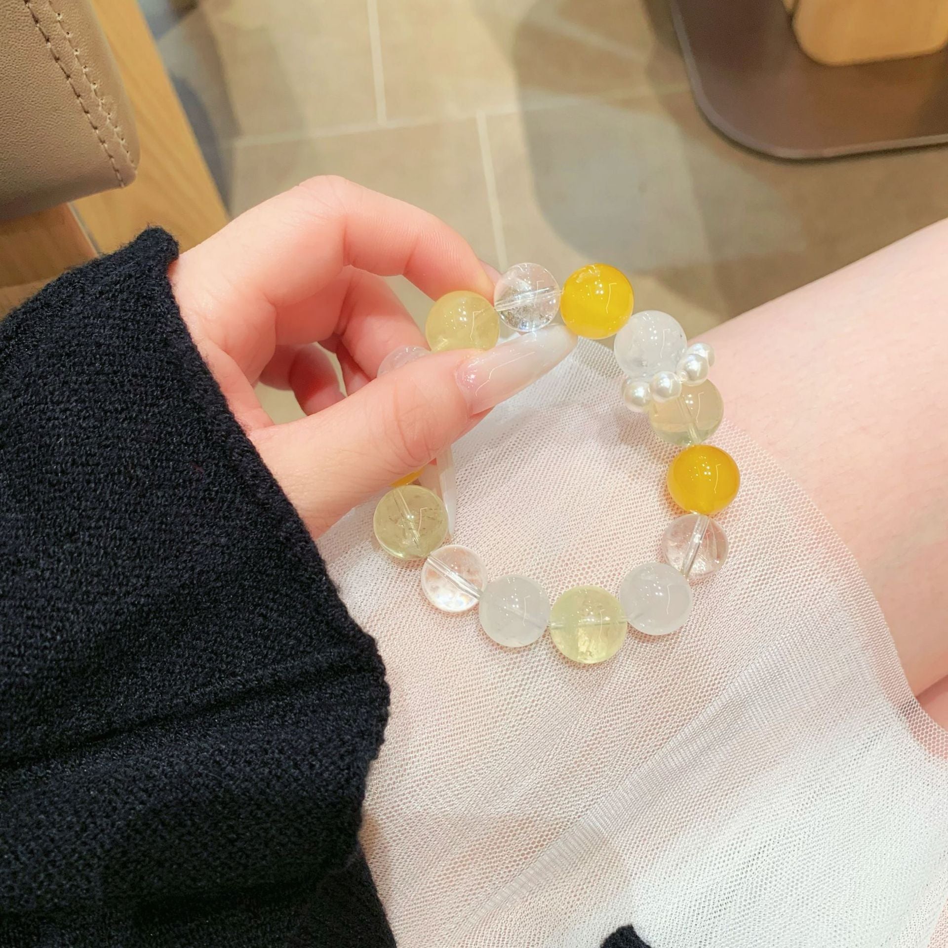 Sea Salt Lemon Original Natural Lemon Crystal Bracelet Fashion Niche Women's Bracelet Chain Yellow Agate Crystal Bracelet