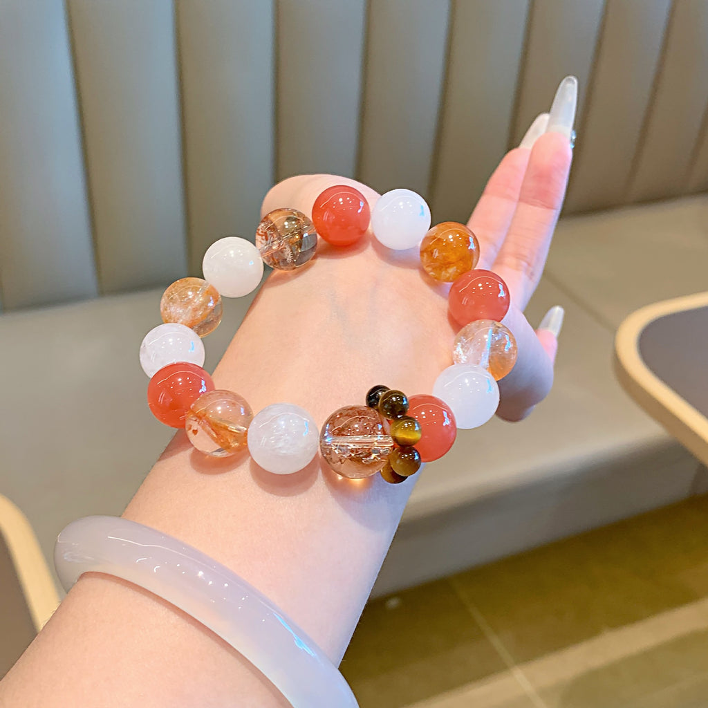 Natural Treasures diy Bracelet Paired with a variety of natural crystals Fashion Niche Hand Jewelry Chain Yellow Gum Flower Bracelet