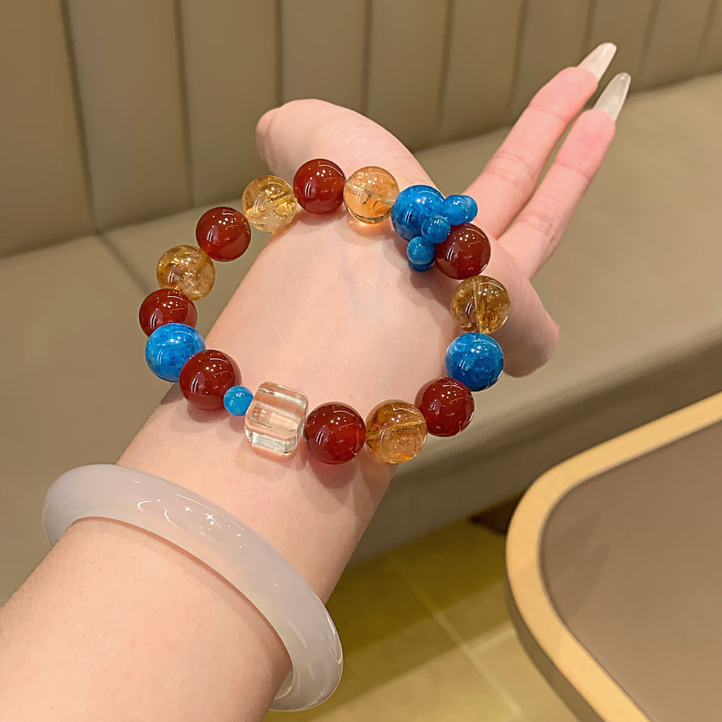 Red Agate Natural Crystal Bracelet Seven Color Series High-end Jewelry Multi-Treasure Crystal Chain Crystal Bracelet