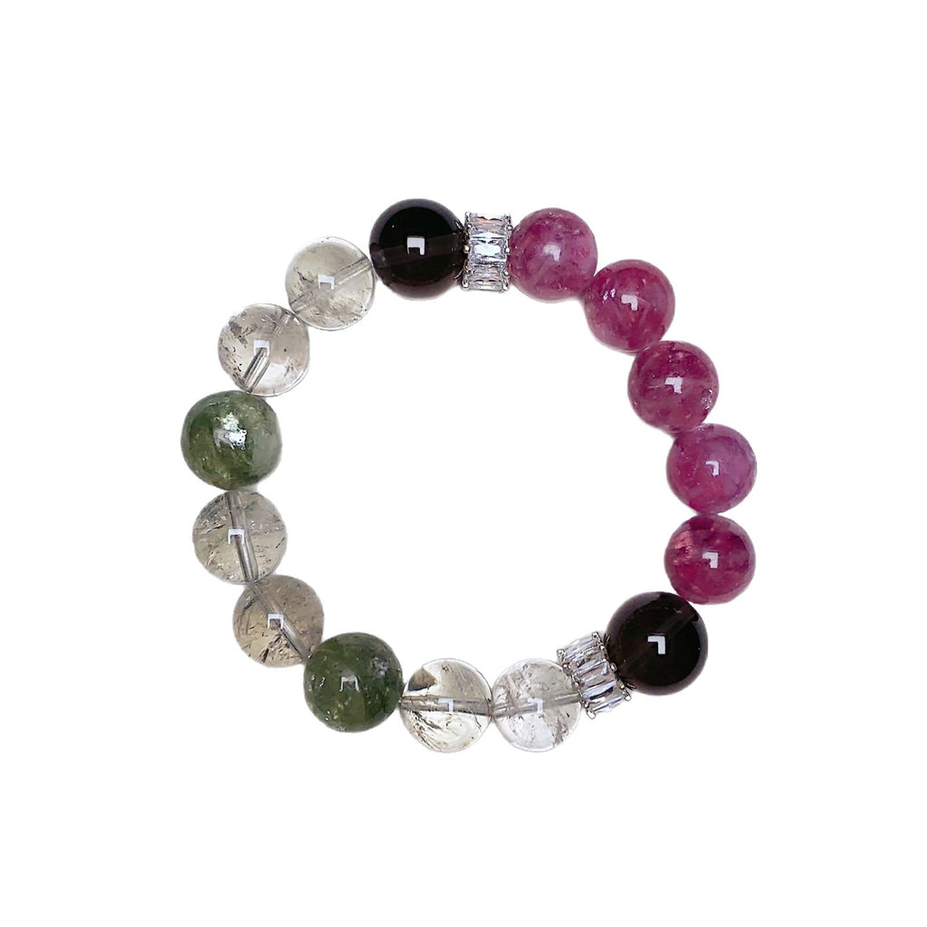 Unique Design New Model Natural White Crystal Paired with Xiuyan Fresh Sweet Bracelet Purple Emerald Crystal Bracelet