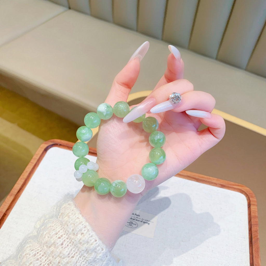 New Style Bracelet Wrap Around Finger Soft Gradient Color Ice Transparent Bracelet Round Beads for Students to Play with Xiuyan Crystal Bracelet