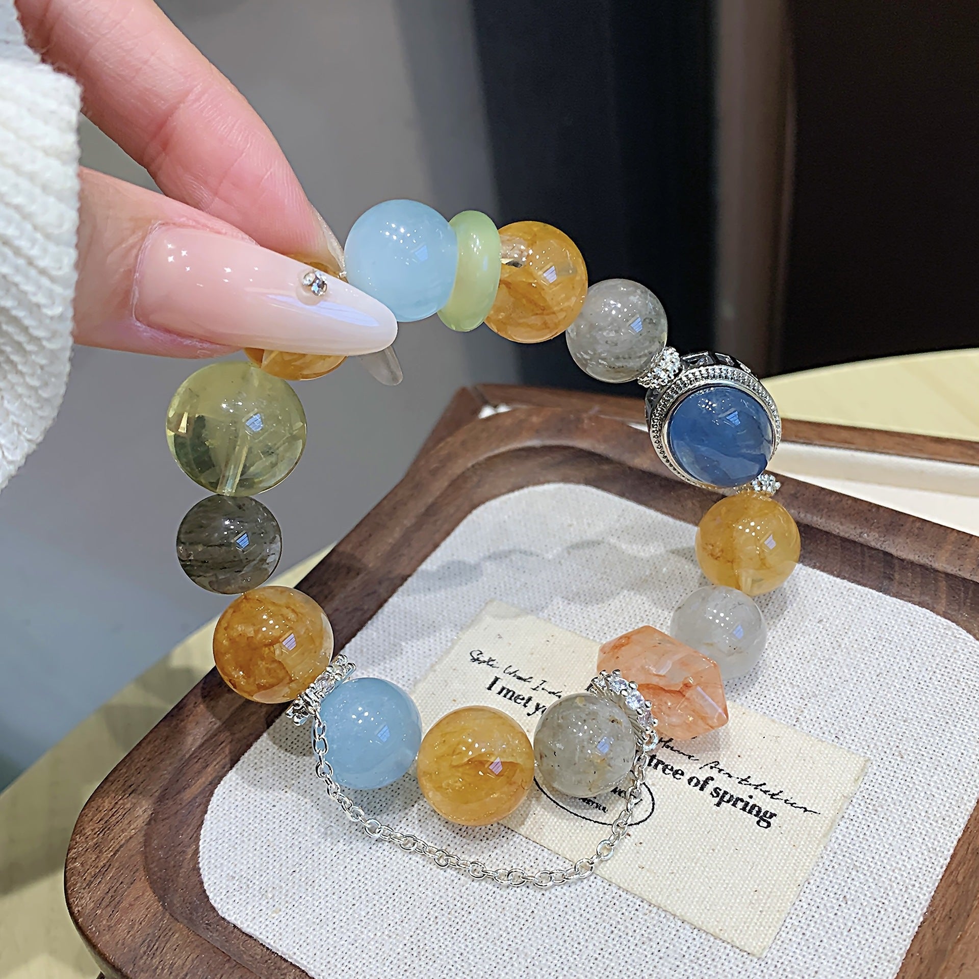 Autumn New Yellow Gum Flower Crystal Bracelet Seasonal Matching Jewelry Chain Hot-Selling Jewelry Chain Yellow Gum Flower Bracelet