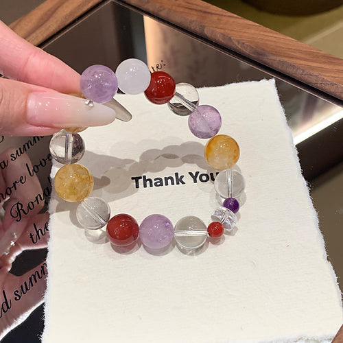 Autumn New Natural Crystal Bracelet Dopamine Color Crystal Bracelet Small Clear Hand Chain Amethyst Bracelet