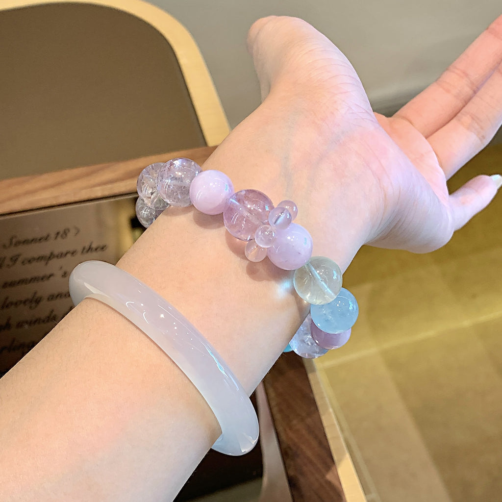 Natural Multi-Treasure New Chinese Style National Trend Lucky Bead Bracelet Fortune-Attracting Fashionable Versatile Natural Amethyst Bracelet