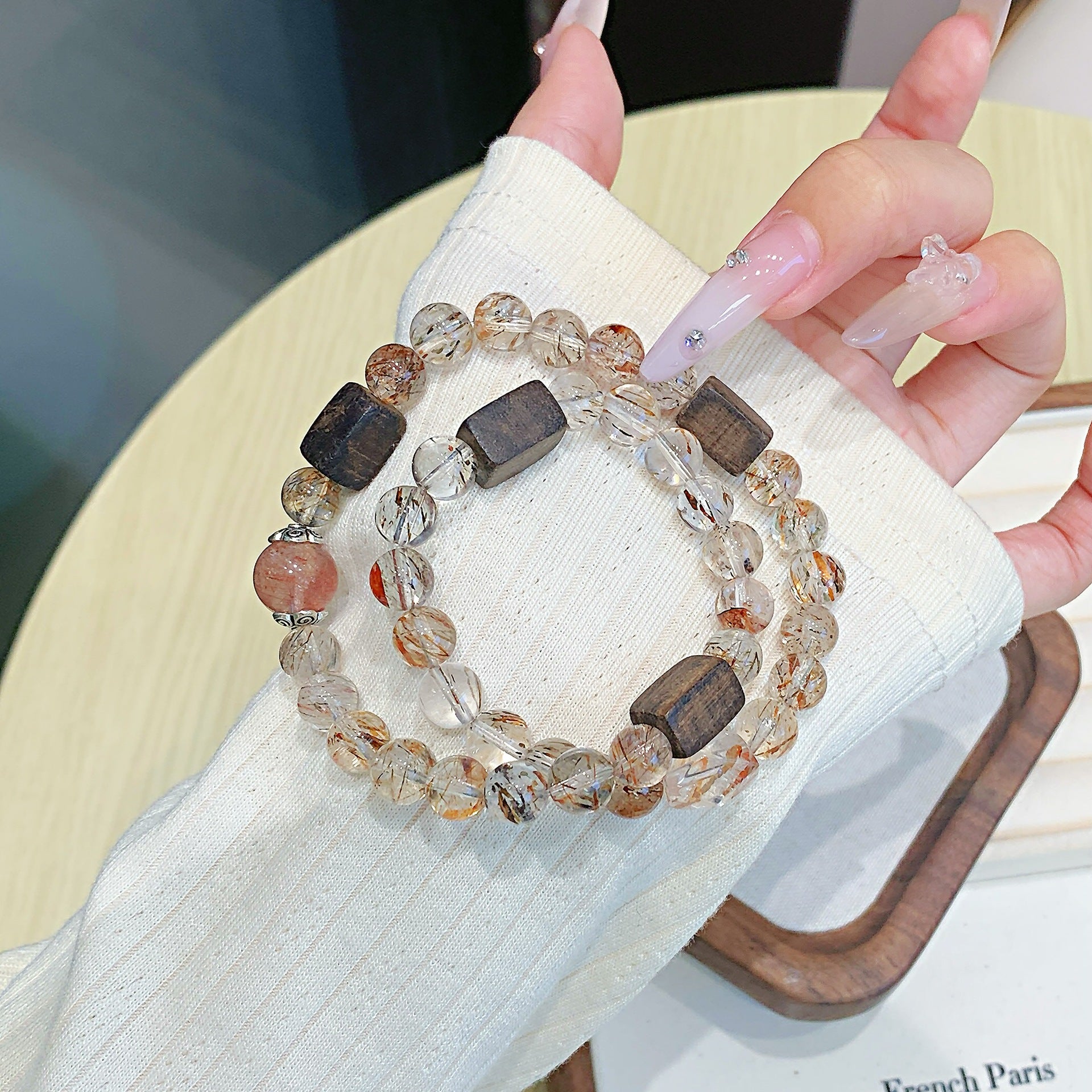 New Chinese Style Black Gold Super Seven Natural Crystal Bracelet Crystal Bracelet Raw Crystal Stone Natural Crystal Bracelet Wholesale