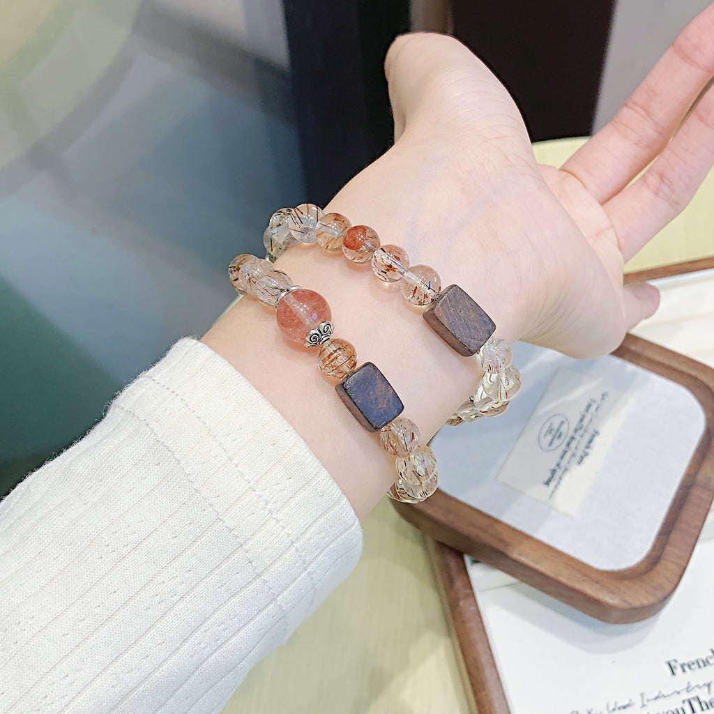 New Chinese Style Black Gold Super Seven Natural Crystal Bracelet Crystal Bracelet Raw Crystal Stone Natural Crystal Bracelet Wholesale