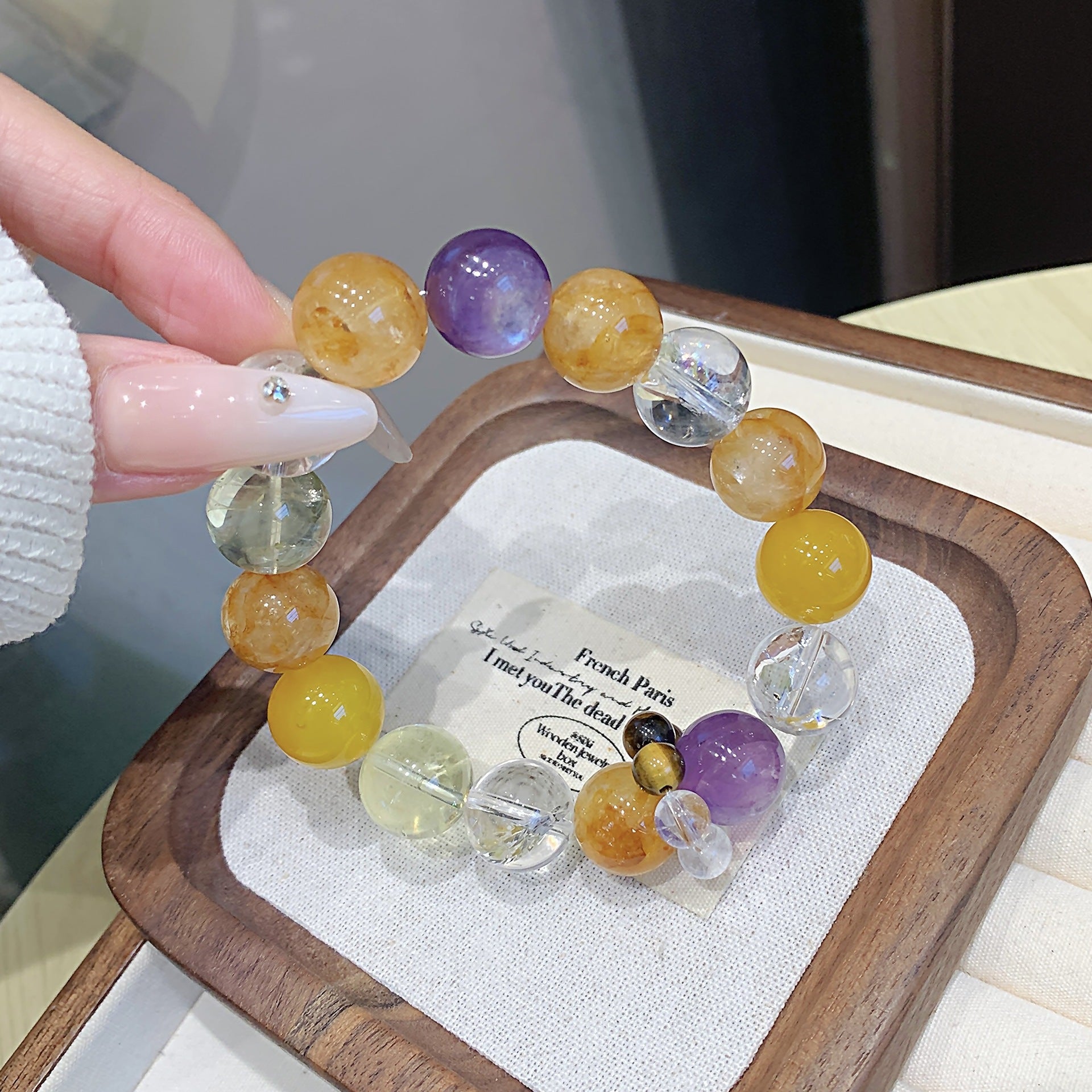 Original Crystal Bracelet for Women Pure Natural Light Luxury Exquisite Multi-Gem Crystal Bracelet Bestseller Yellow Gum Flower Crystal Bracelet