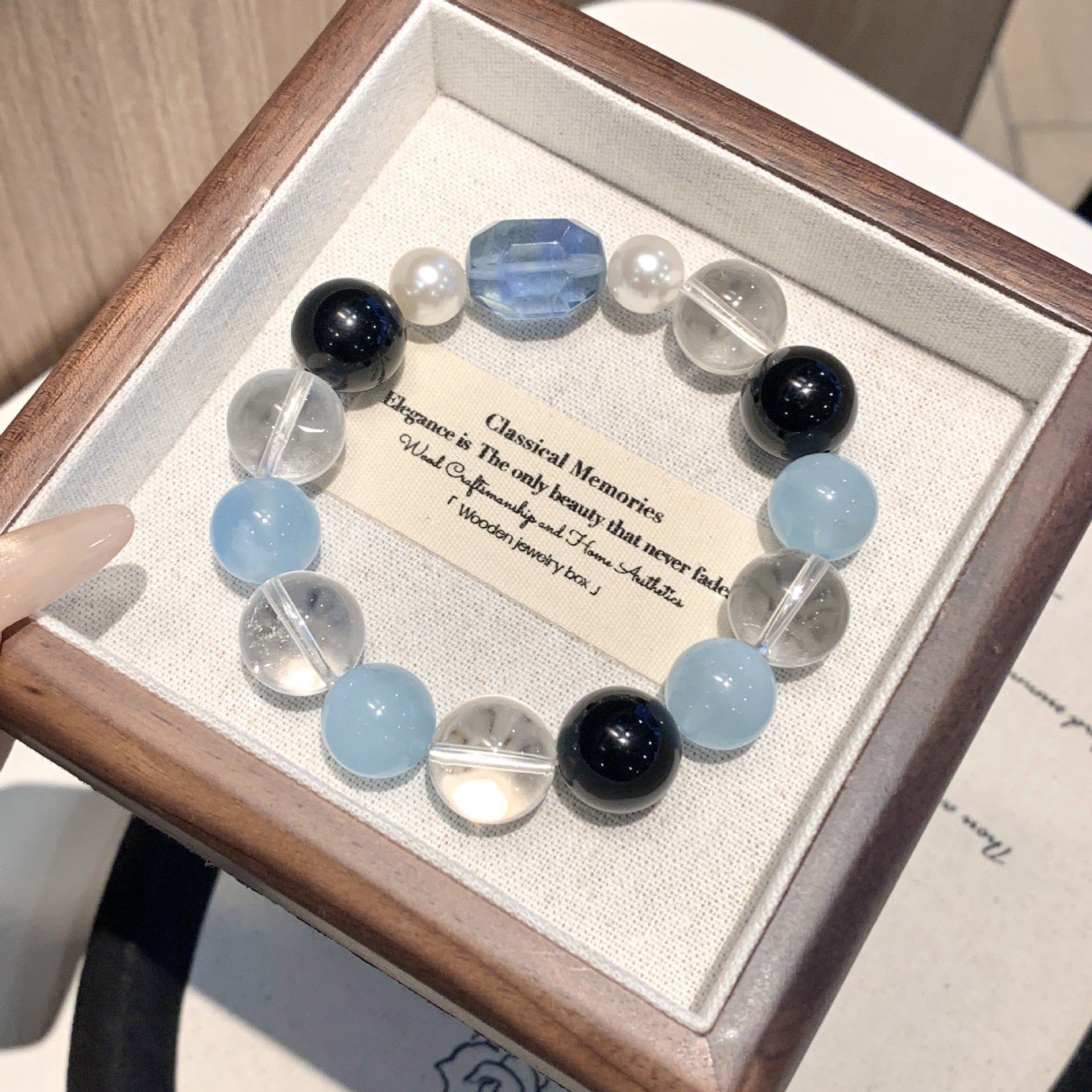 Five Elements Deficiency Supplement Aquamarine Bracelet White Crystal Bracelet for Men and Women Natural Crystal Multi-Gemstone Bracelet Balance Energy