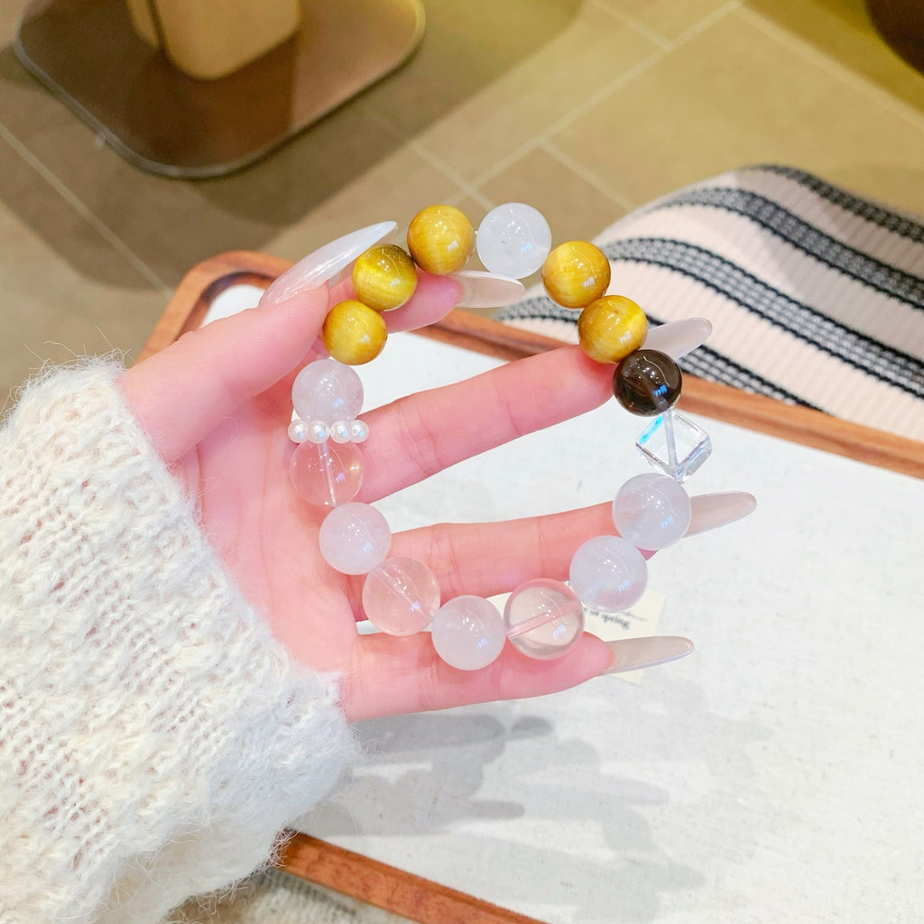 Natural Crystal Lucky Wealth Multi-Gem Bracelet Original Design White Phantom Yellow Tiger Eye Versatile Bracelet Crystal String Wholesale