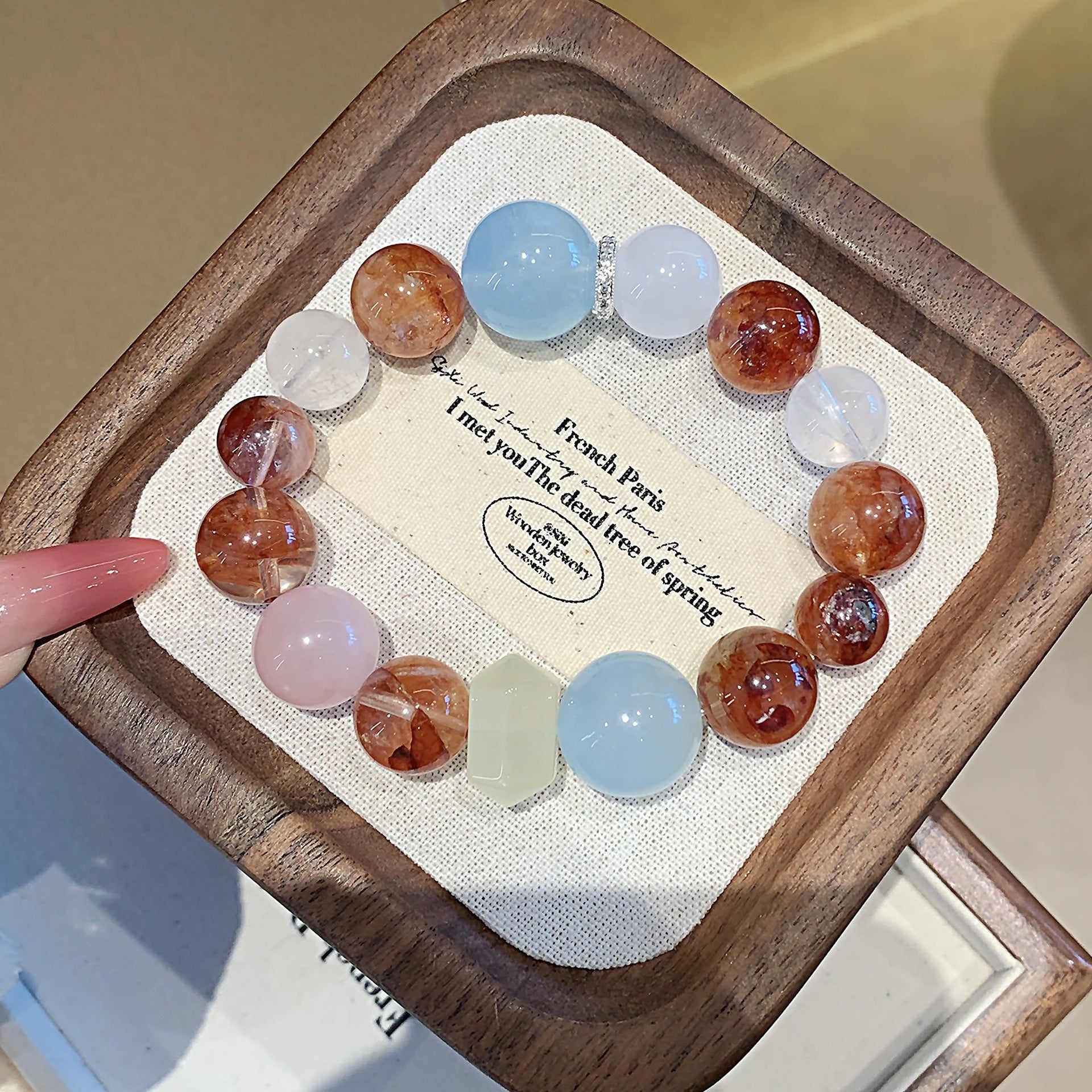 Original Natural Red Gum Flower Crystal Bracelet Dopamine Multi-Gemstone Bracelet Original Light Luxury Versatile New Crystal Chain