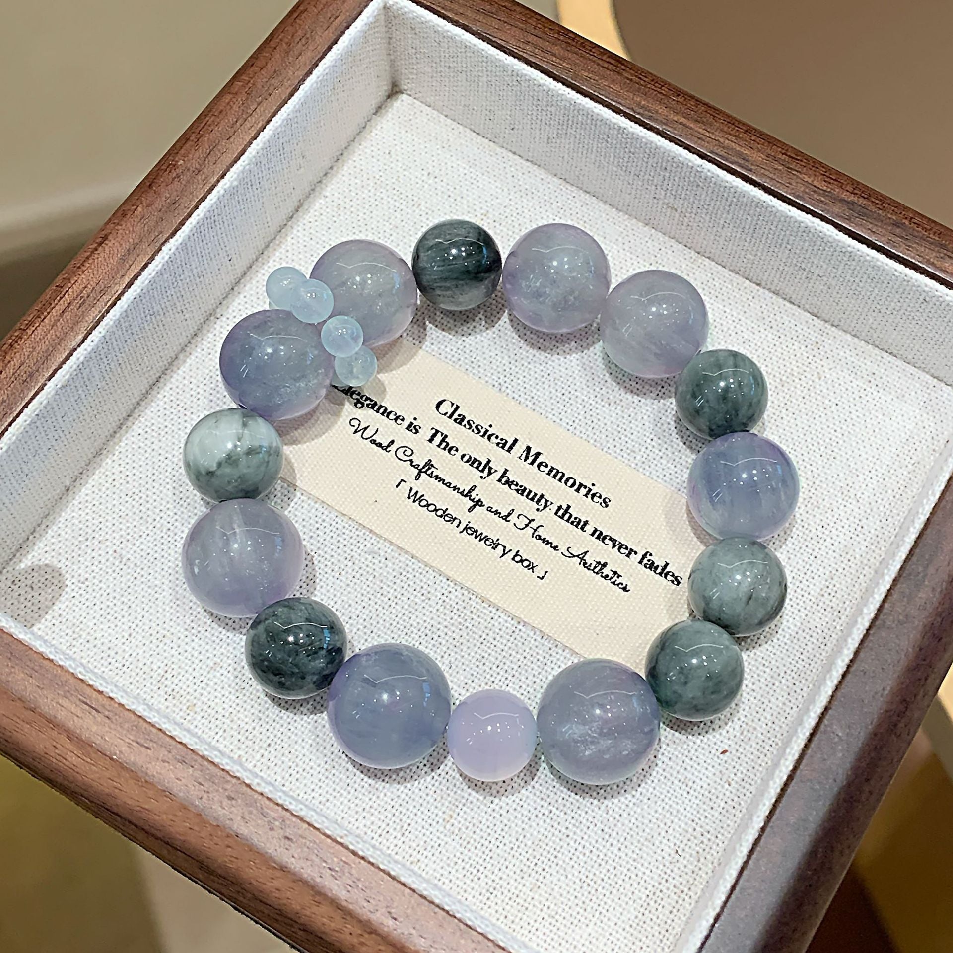 Natural Blue Green Fluorite All-Match Bracelet Niche Design Bracelet Jewelry String Blue and Green Fluorite Natural Crystal Bracelet