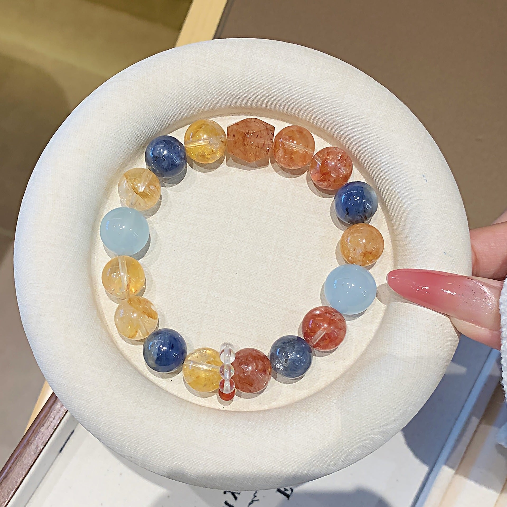 Yellow Gum Flower Natural Crystal Bracelet Seven Color Series Multi-Treasure Crystal Chain Bead Jewelry Crystal Bracelet