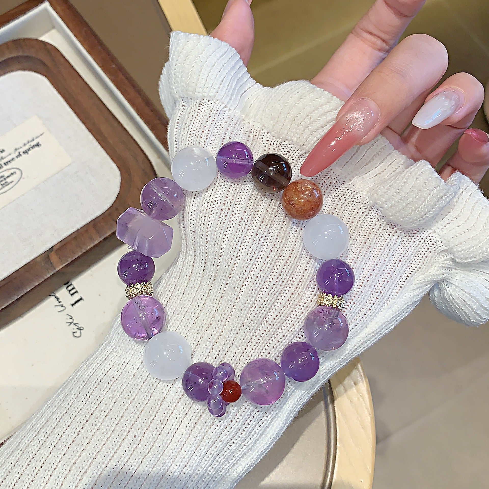 Natural Amethyst Bracelet for Women Good Luck Bracelet for Passing the Graduate Exam Dreamy Lavender Amethyst Bracelet Gift for Wealth Attraction