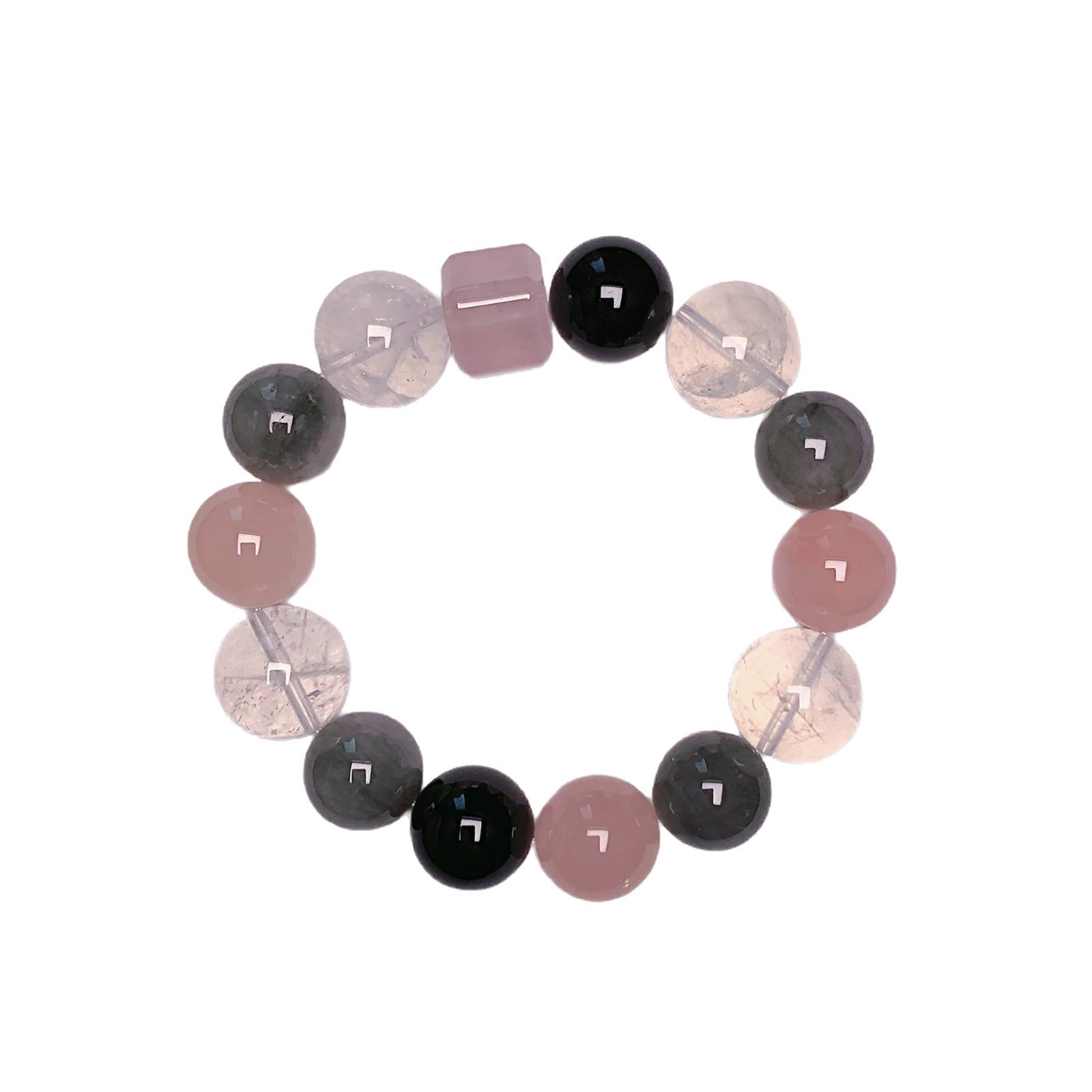 Gentle Pink Series DaZuobao Natural Pink Crystal Bracelet Large White Phantom Crystal Women's Jewelry String